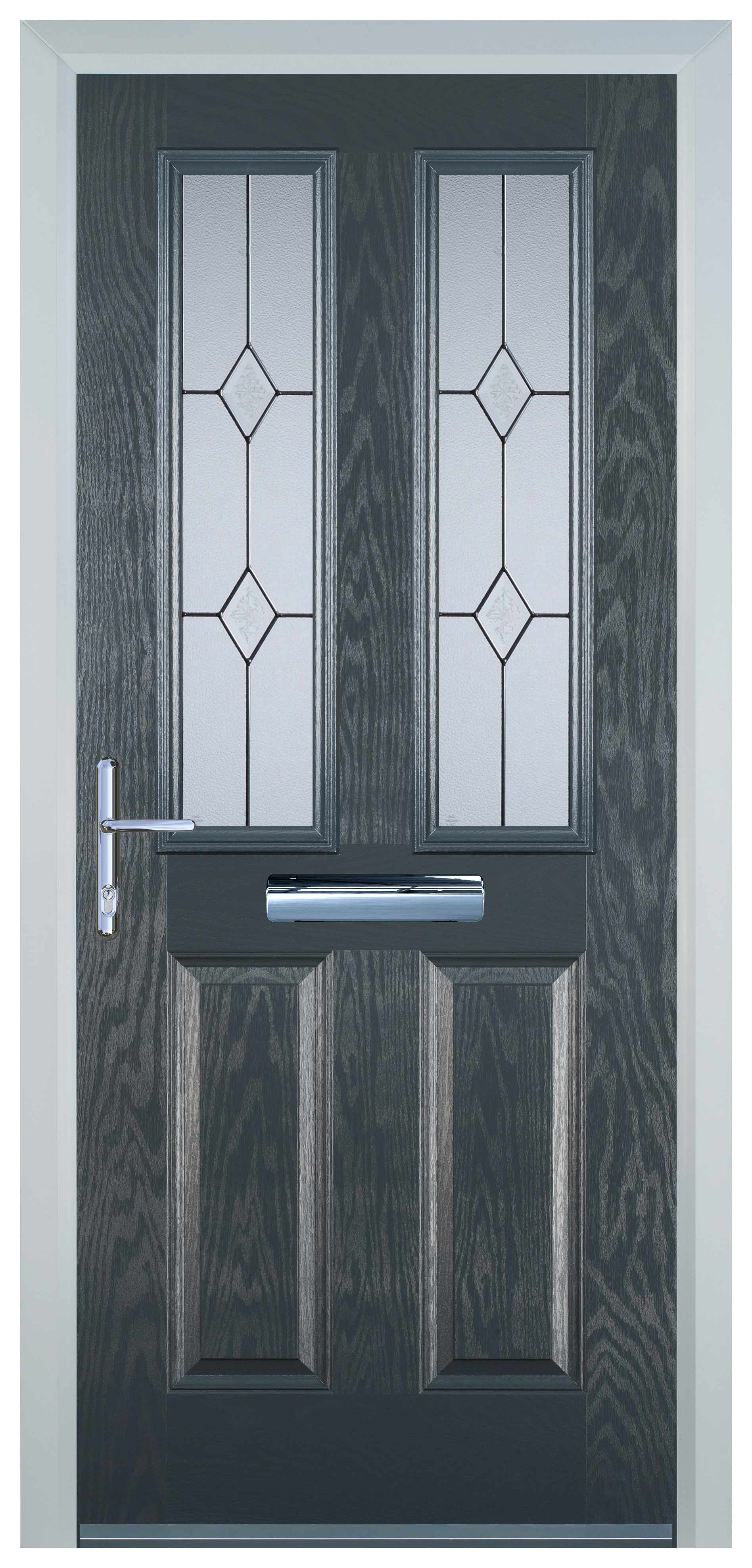 Door-Stop 2 Panel 2 Square Anthracite Grey Right Hand GRP Composite Door - 2100mm
