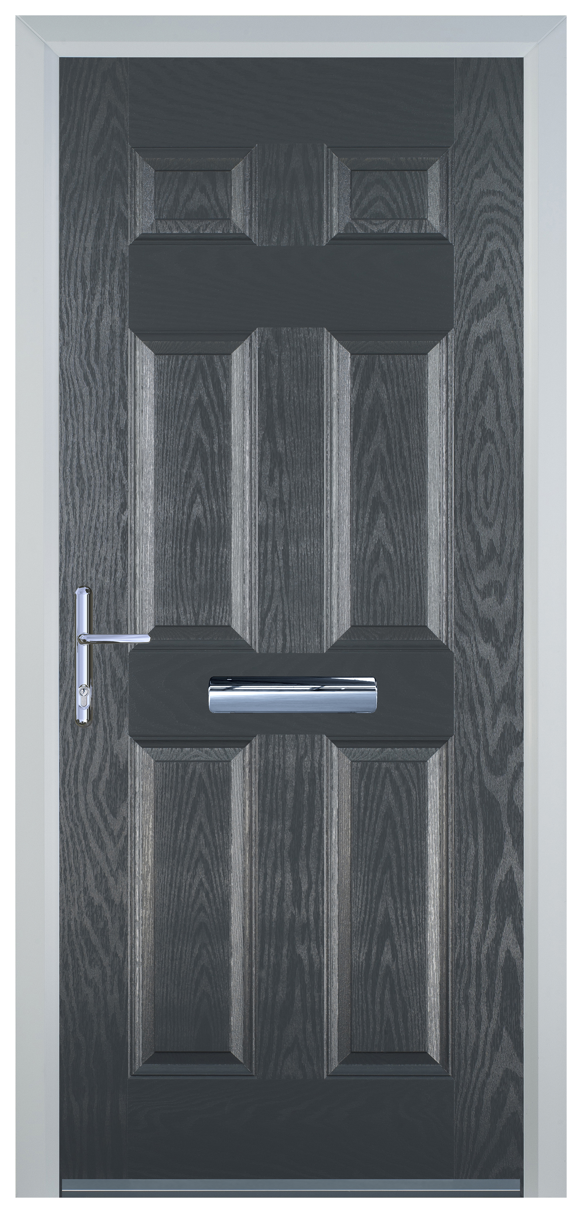 Door-Stop 6 Panel Anthracite Grey Right Hand GRP Composite Door - 2100mm