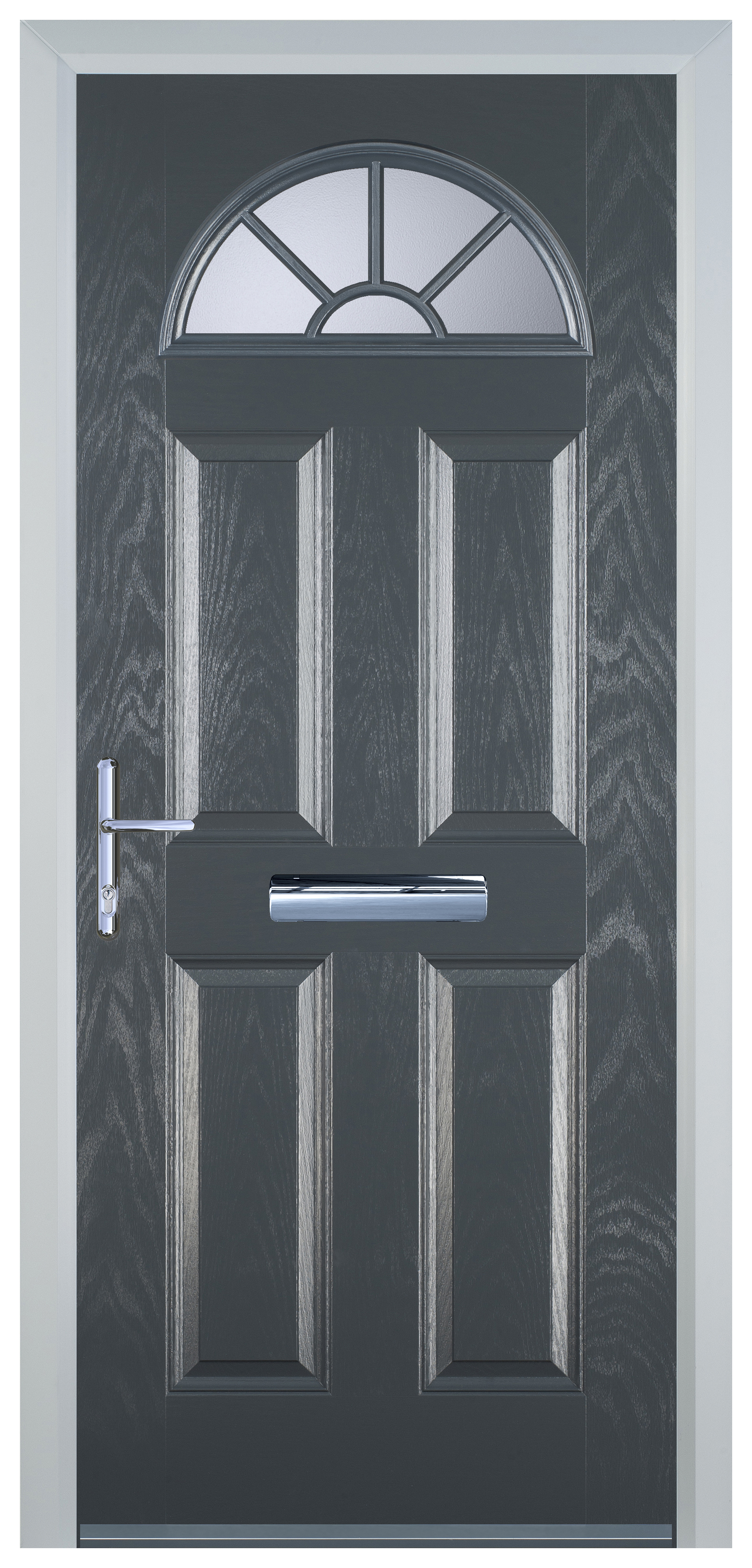 Door-Stop 4 Panel Sunburst Anthracite Grey Right Hand GRP Composite Door - 2100mm