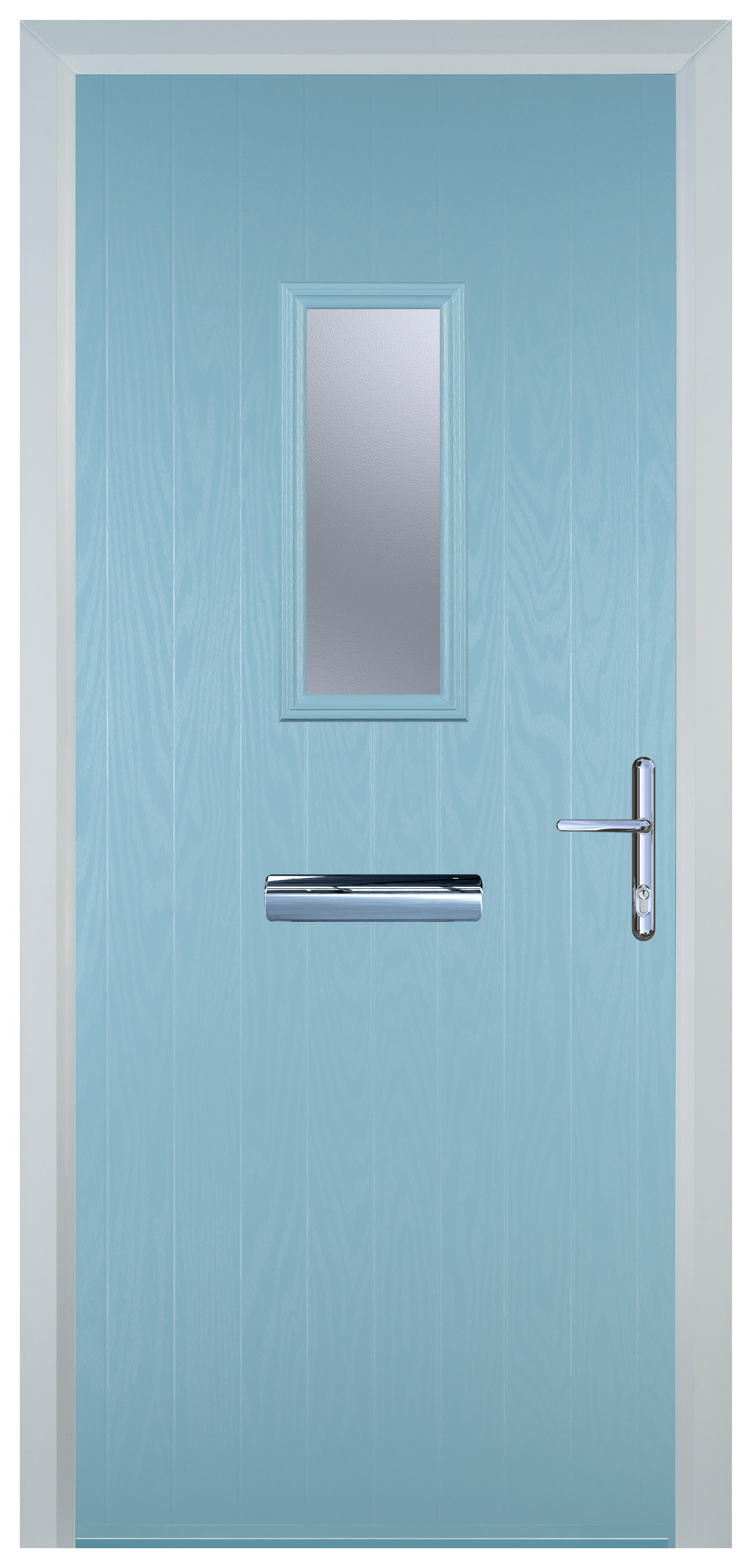 Door-Stop 1 Square Duck Egg Blue Left Hand GRP Composite Door - 2100mm