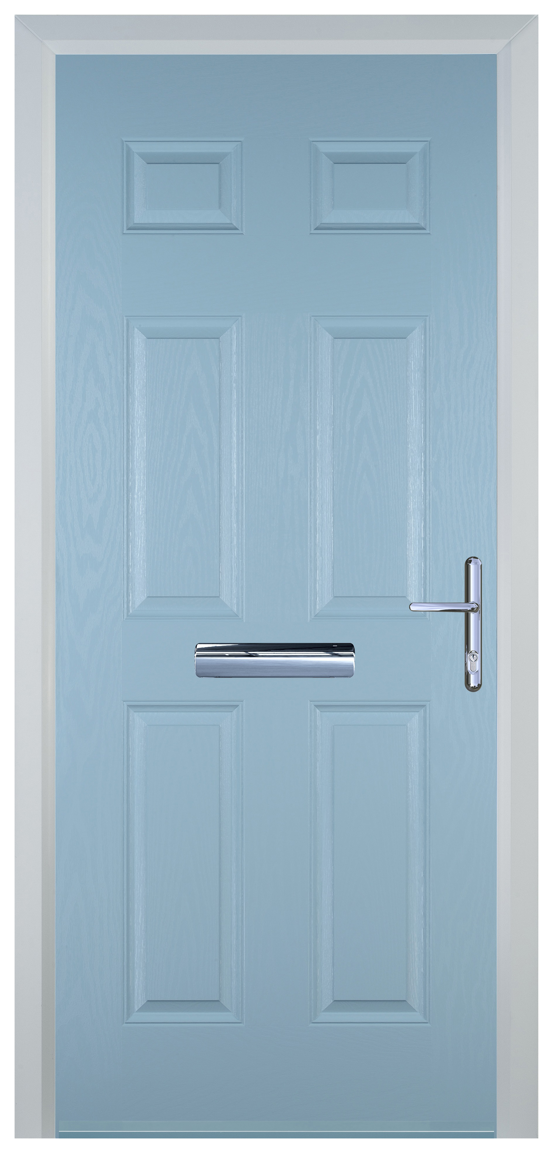 Door-Stop 6 Panel Duck Egg Blue Left Hand GRP Composite Door - 2100mm