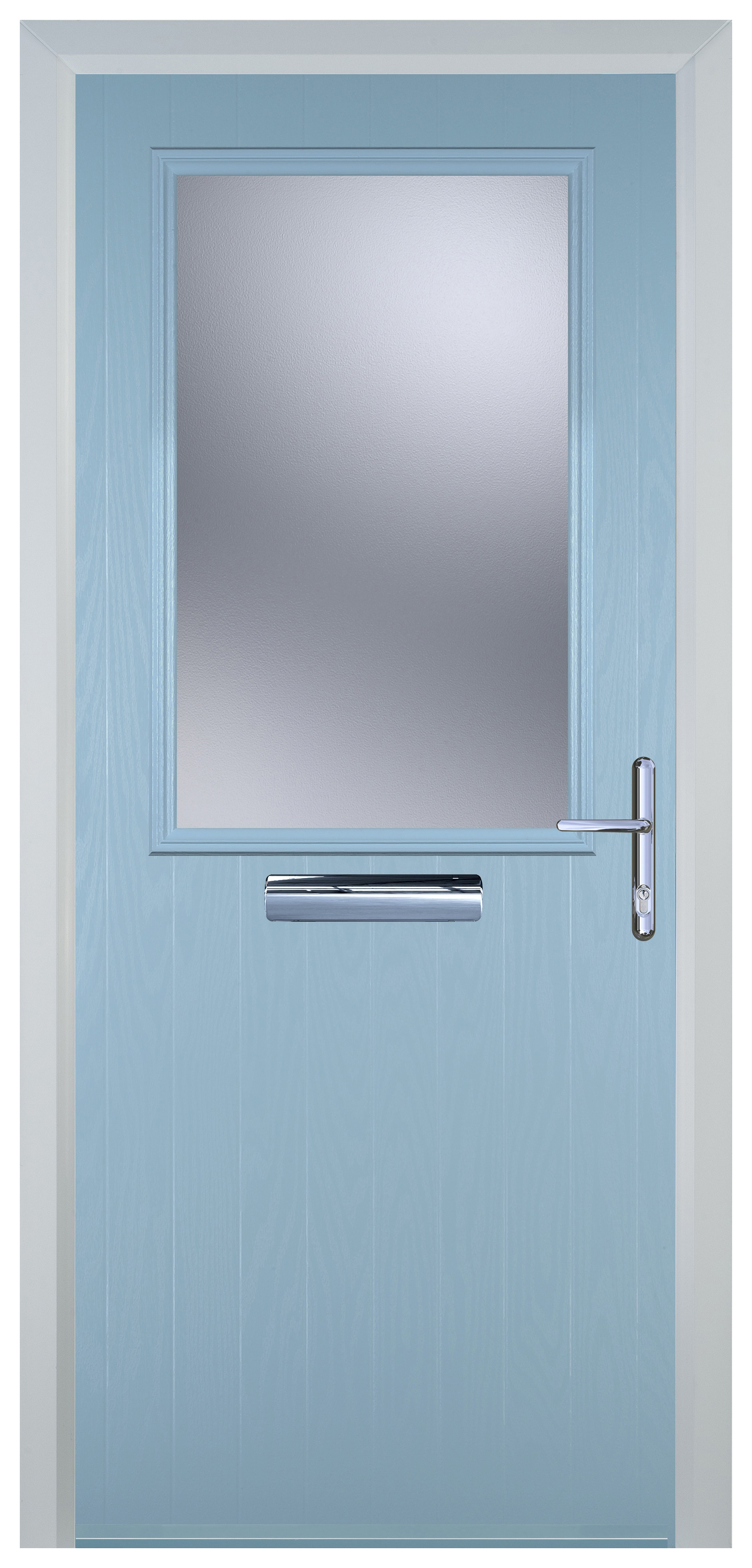Door-Stop Cottage Half Glazed Duck Egg Blue Left Hand GRP Composite Door - 2100mm