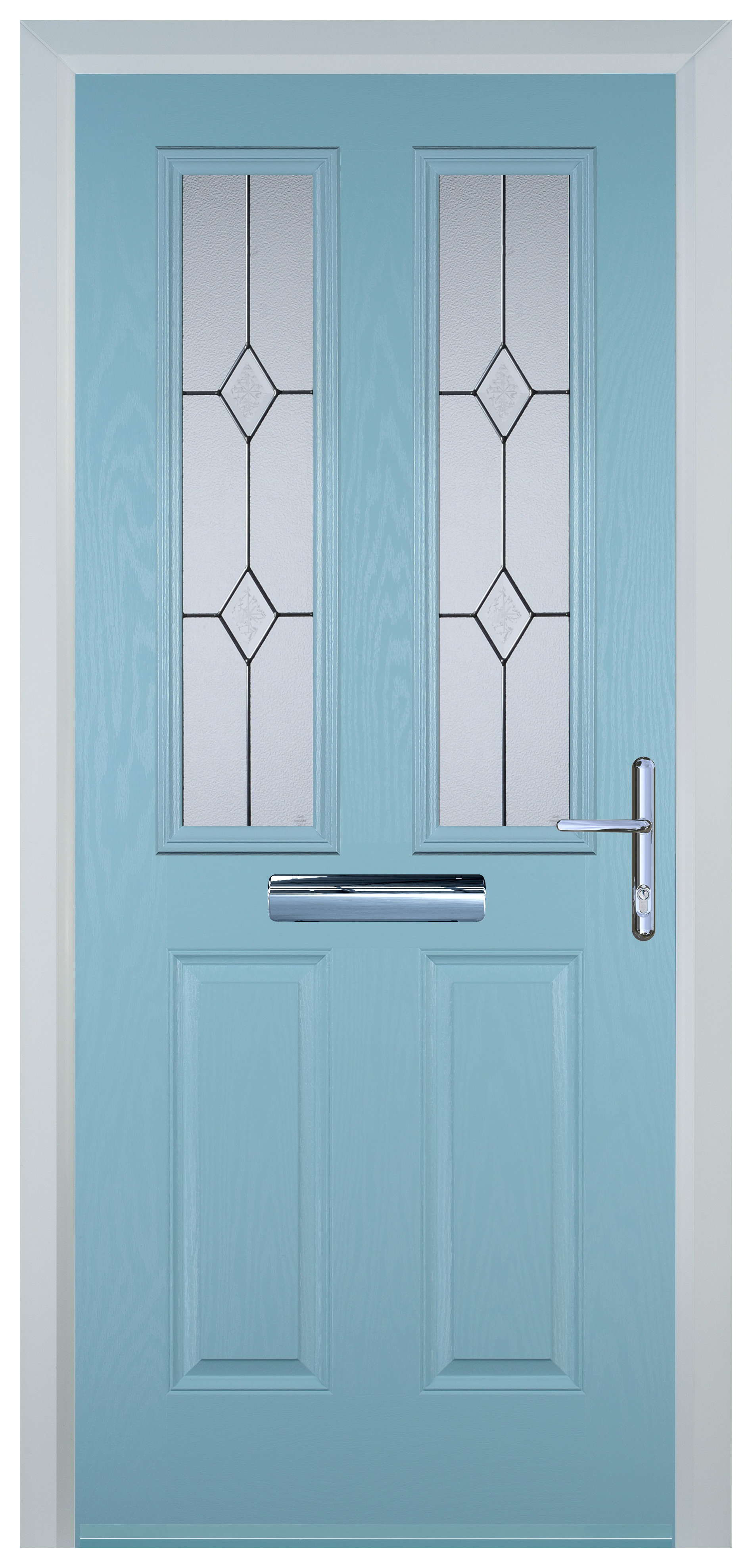Door-Stop 2 Panel 2 Square Duck Egg Blue Left Hand GRP Composite Door - 920 x 2100mm