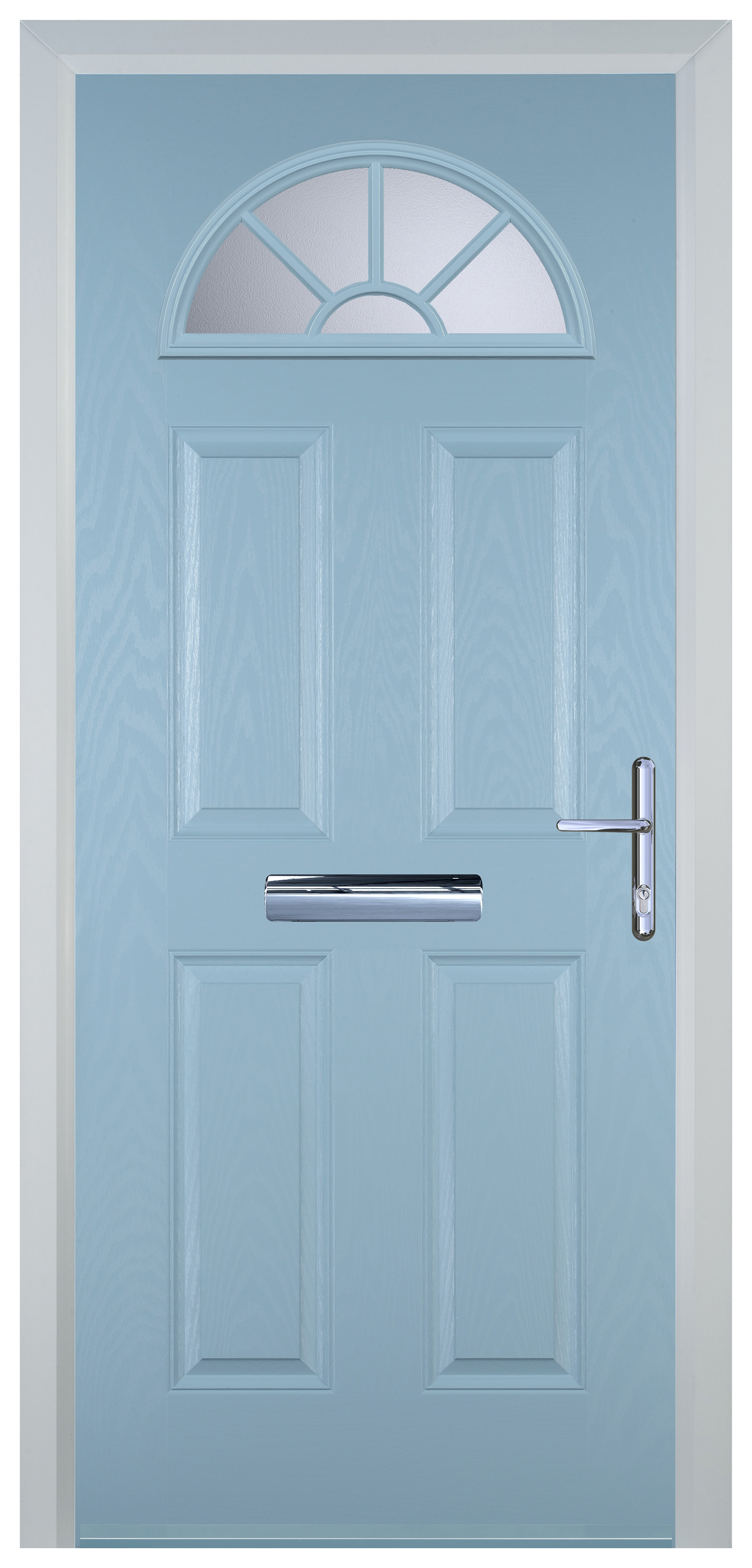 Door-Stop 4 Panel Sunburst Duck Egg Blue Left Hand Composite Door - 2100mm