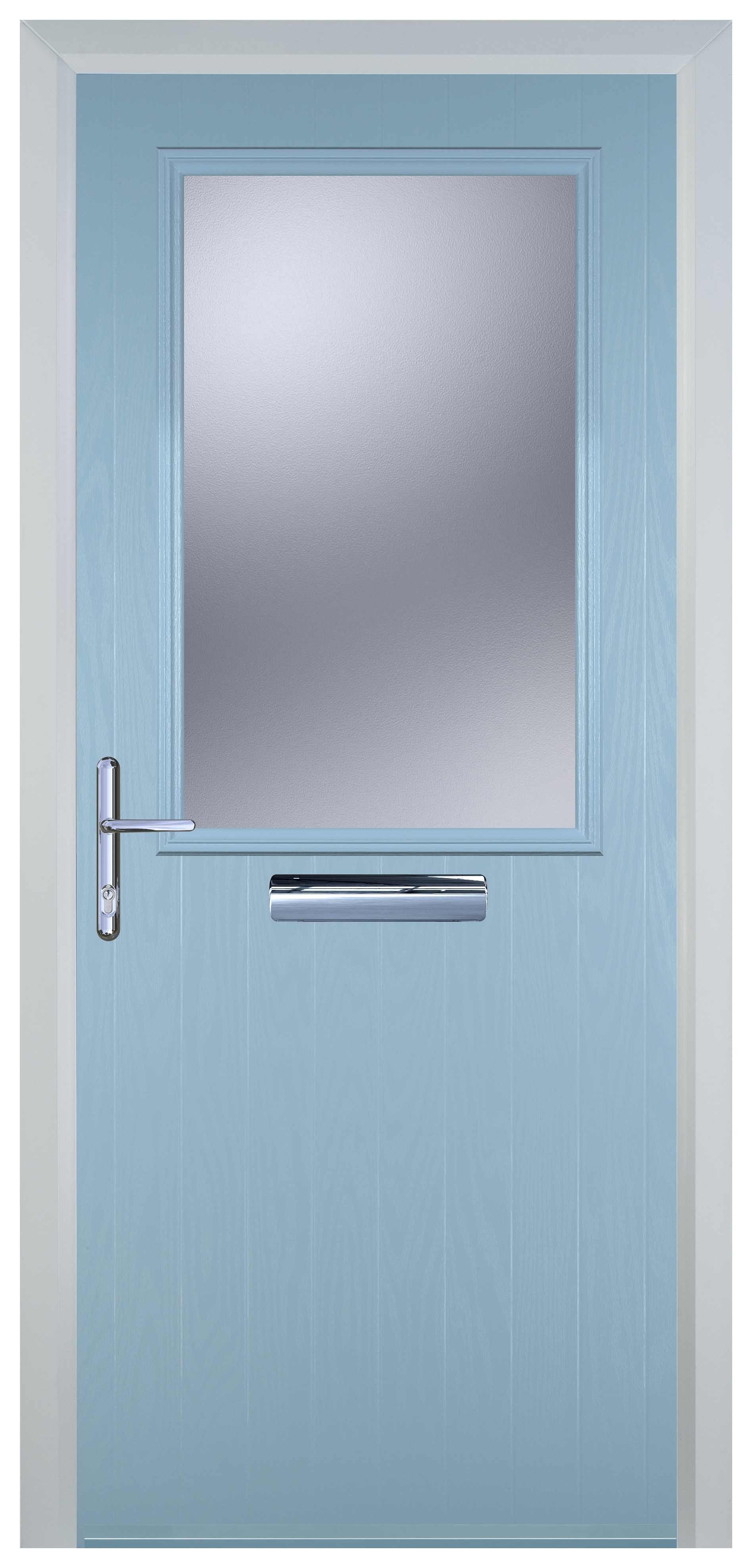 Door-Stop Cottage Half Glazed Duck Egg Blue Right Hand GRP Composite Door - 2100mm