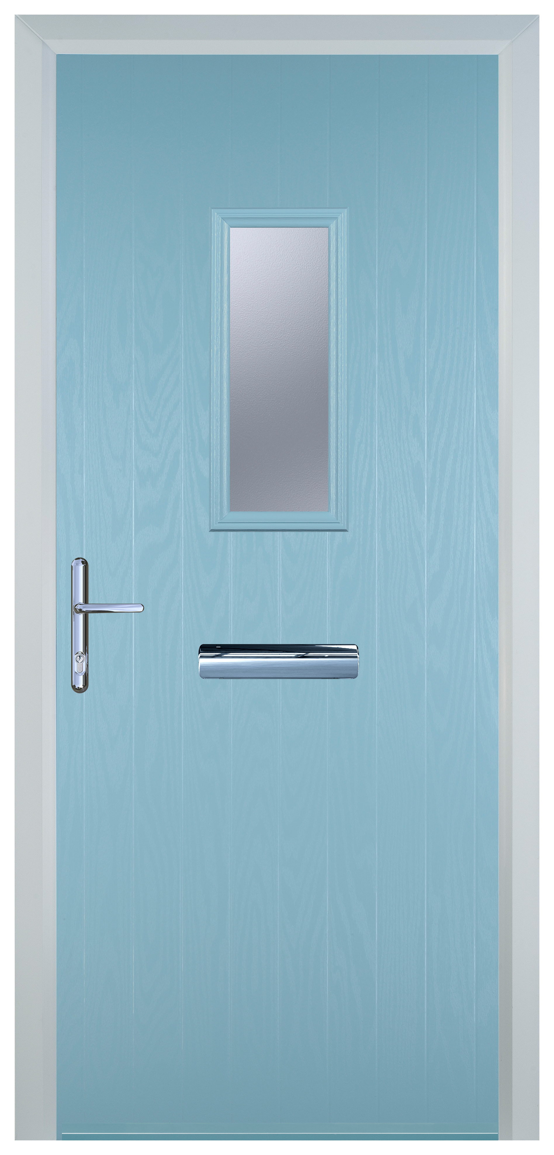 Door-Stop 1 Square Duck Egg Blue Right Hand GRP Composite Door - 2100mm