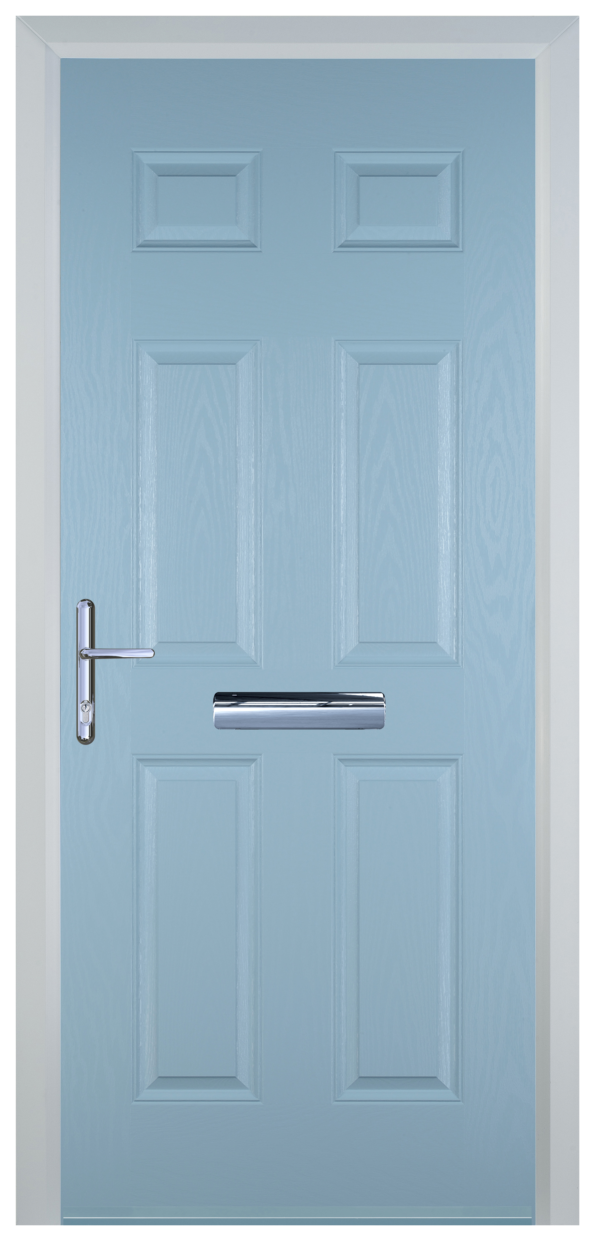 Door-Stop 6 Panel Duck Egg Blue Right Hand GRP Composite Door - 2100mm