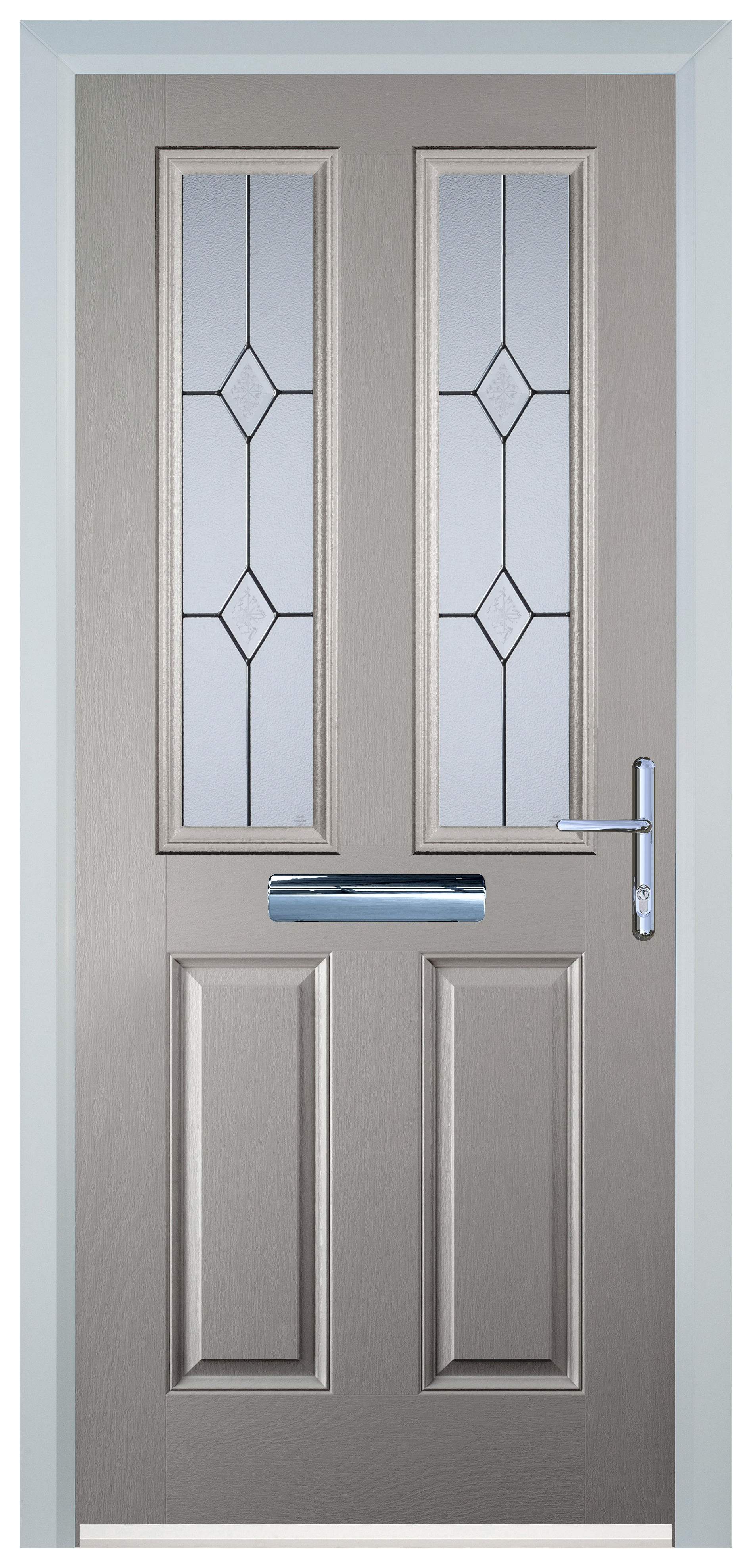Door-Stop 2 Panel 2 Square Agate Grey Left Hand GRP Composite Door - 2100mm