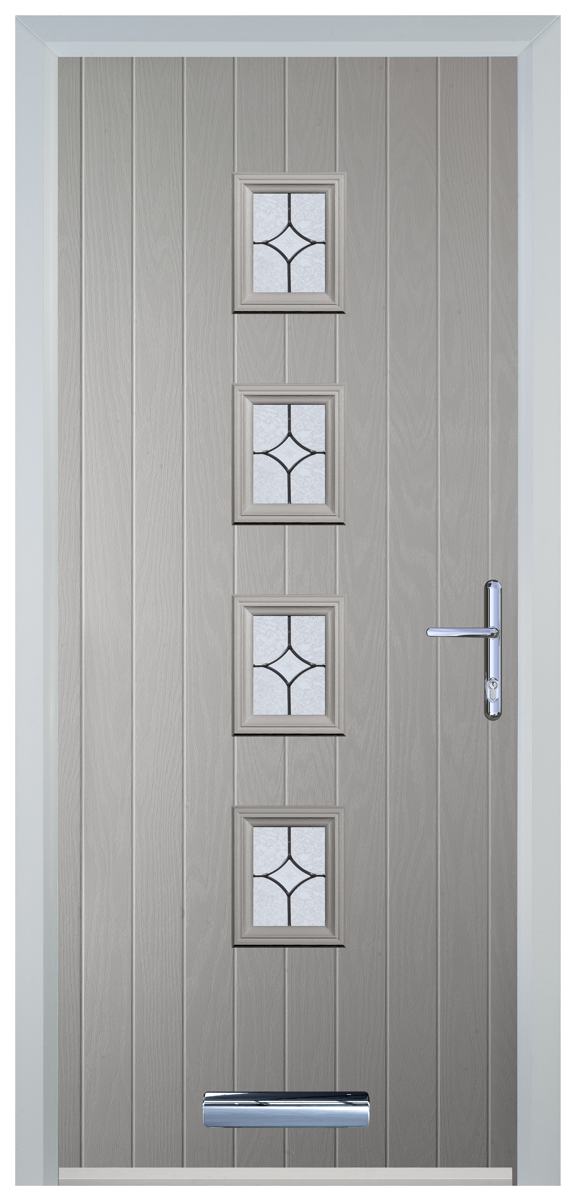Door-Stop 4 Square Agate Grey Left Hand Composite Door with Flair Glass - 2100mm