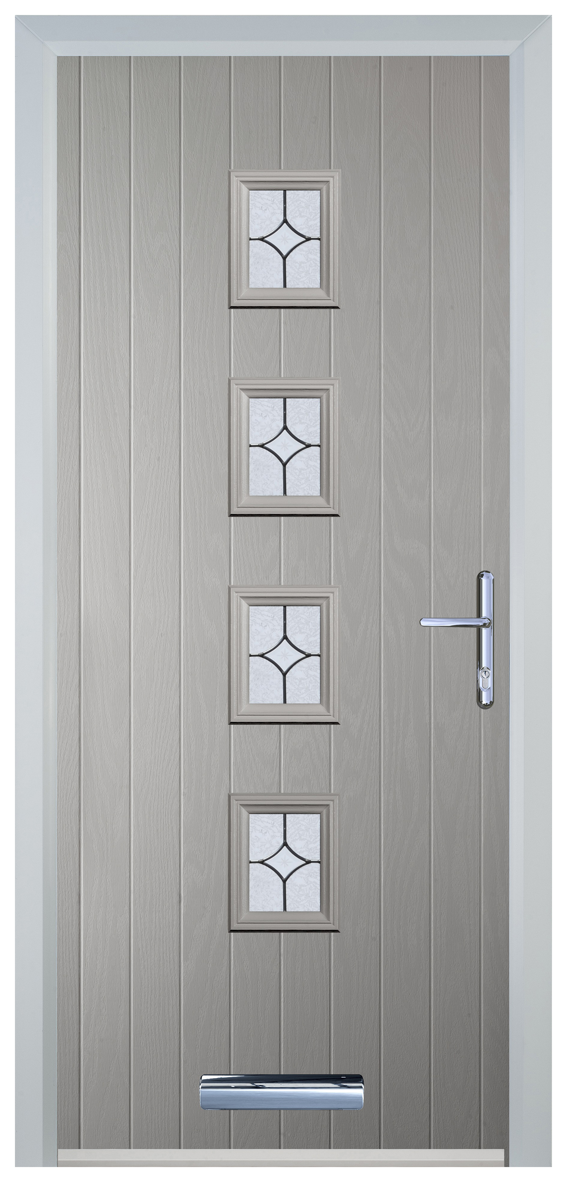 Door-Stop 4 Square Agate Grey Left Hand GRP Composite Door with Flair Glass - 2100mm