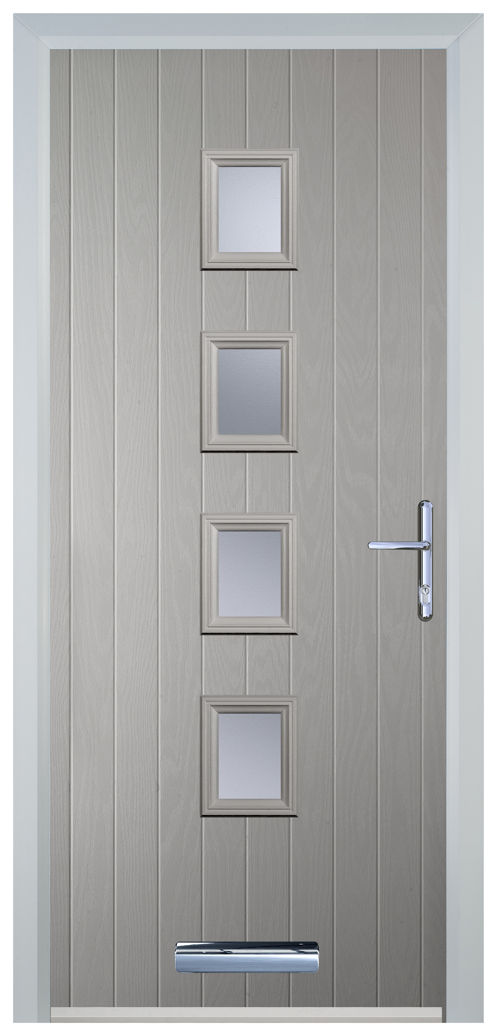 Door-Stop 4 Square Agate Grey Left Hand GRP Composite Door with Stippolyte Glass - 2100mm