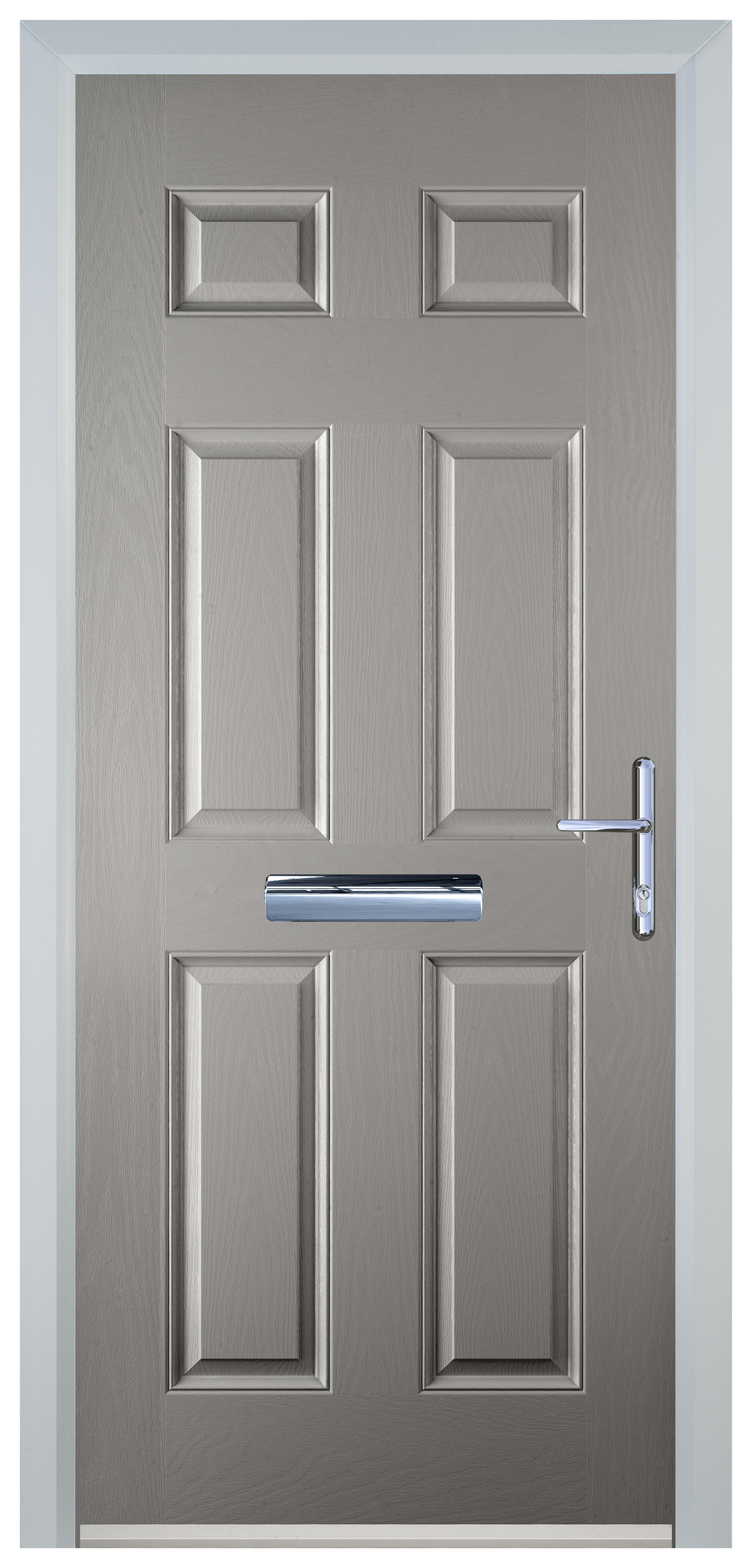 Door-Stop 6 Panel Agate Grey Left Hand GRP Composite Door - 2100mm