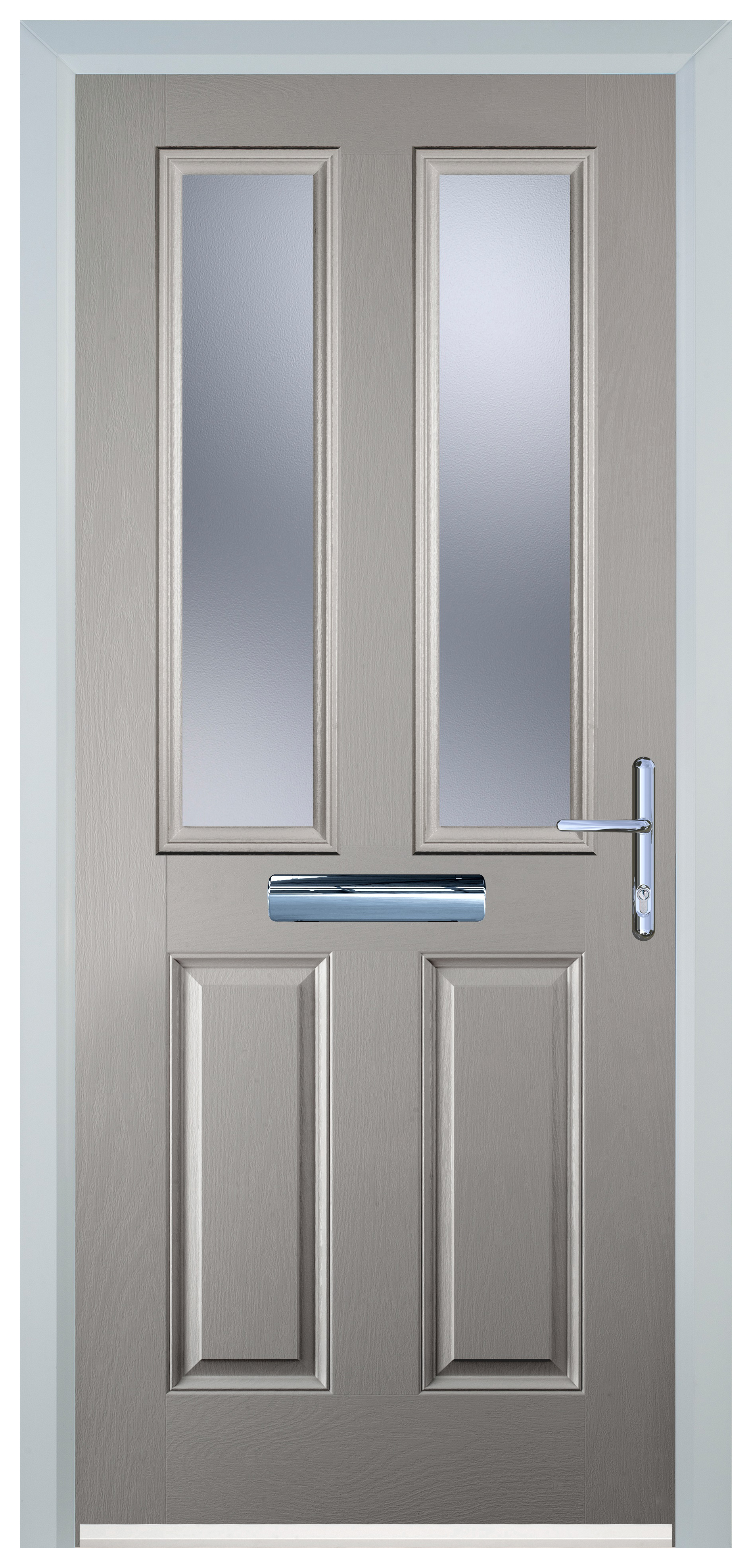 Door-Stop 2 Panel 2 Square Agate Grey Left Hand Composite Door with Stippolyte Glass - 2100mm