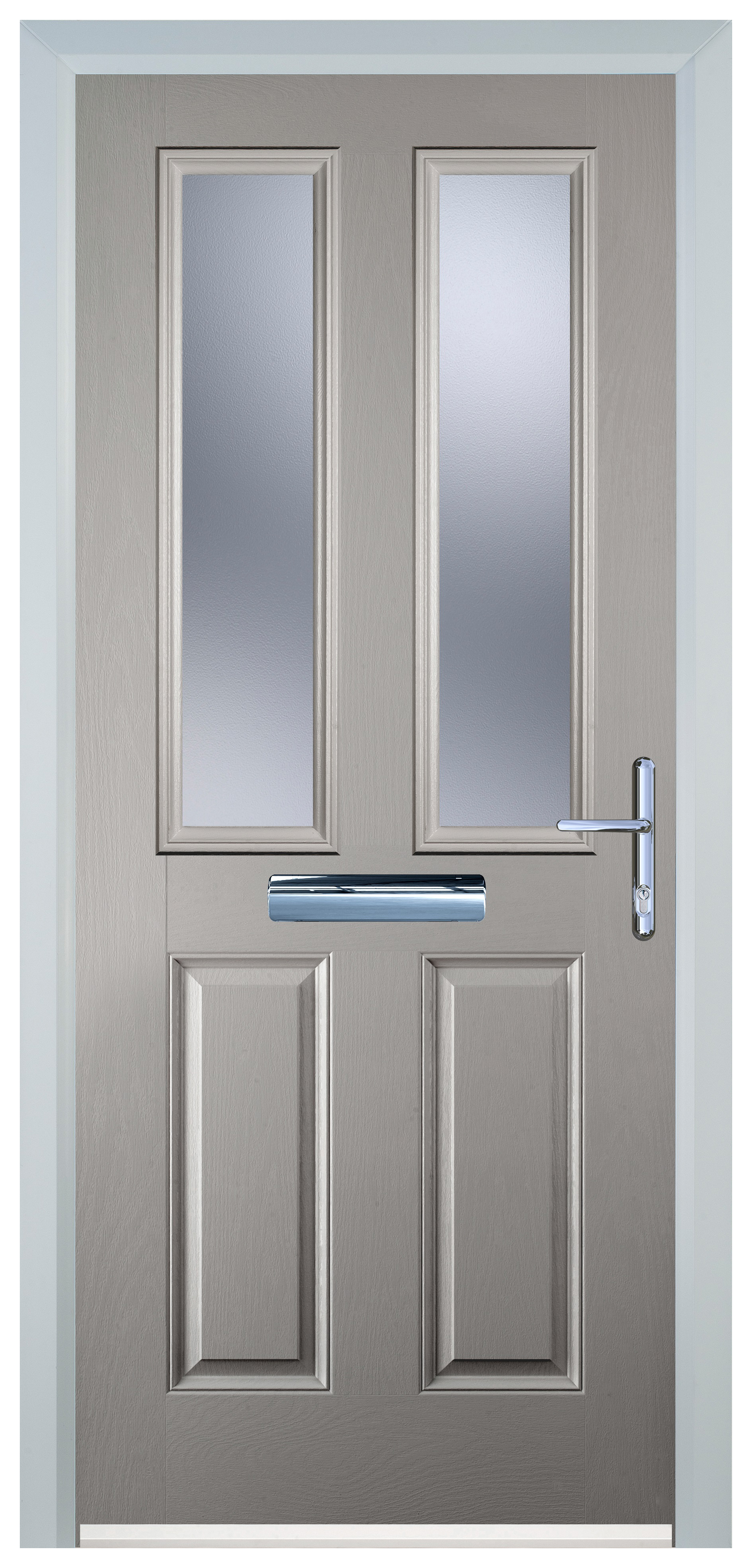 Door-Stop 2 Panel 2 Square Agate Grey Left Hand GRP Composite Door with Stippolyte Glass - 2100mm