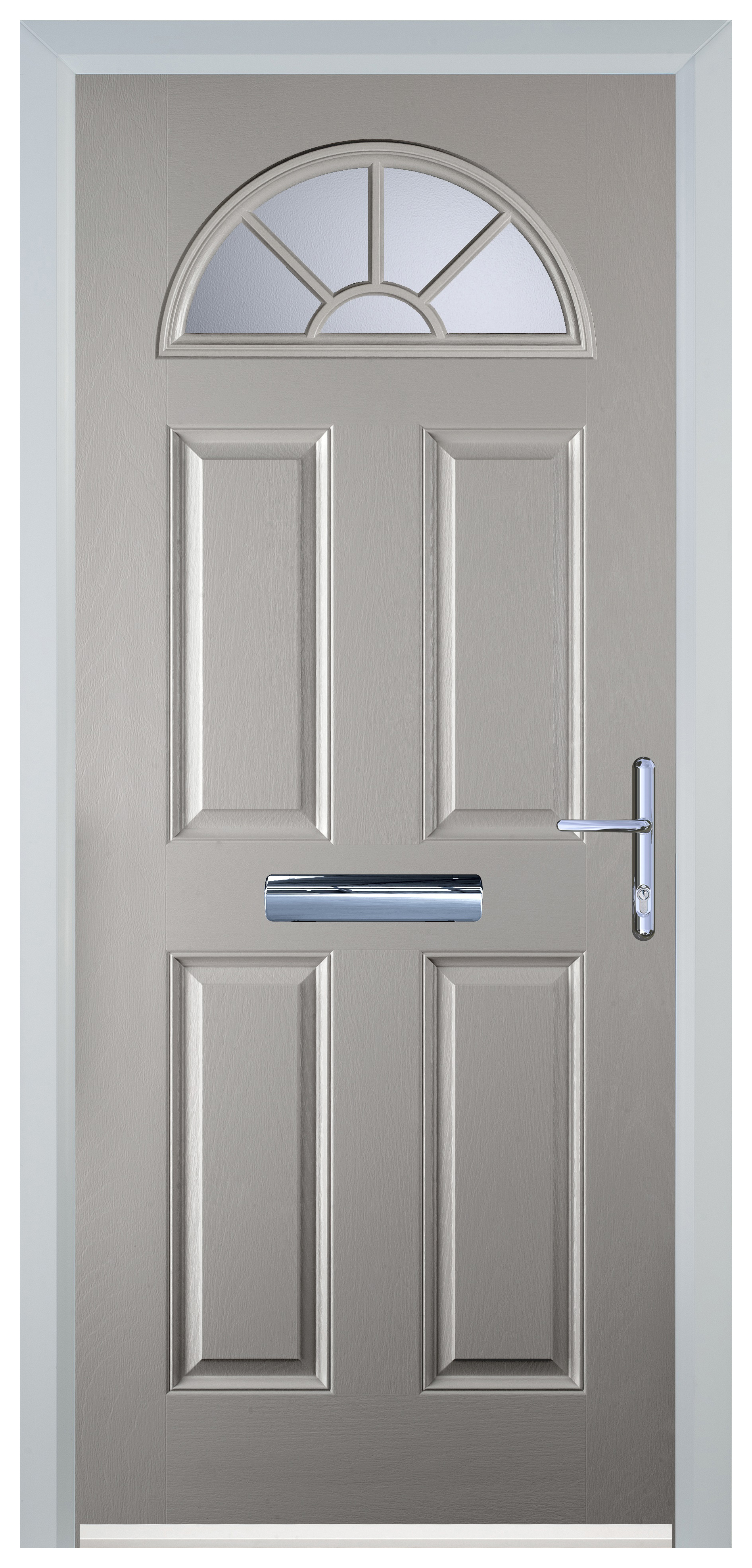 Door-Stop 4 Panel Sunburst Agate Grey Left Hand GRP Composite Door - 2100mm