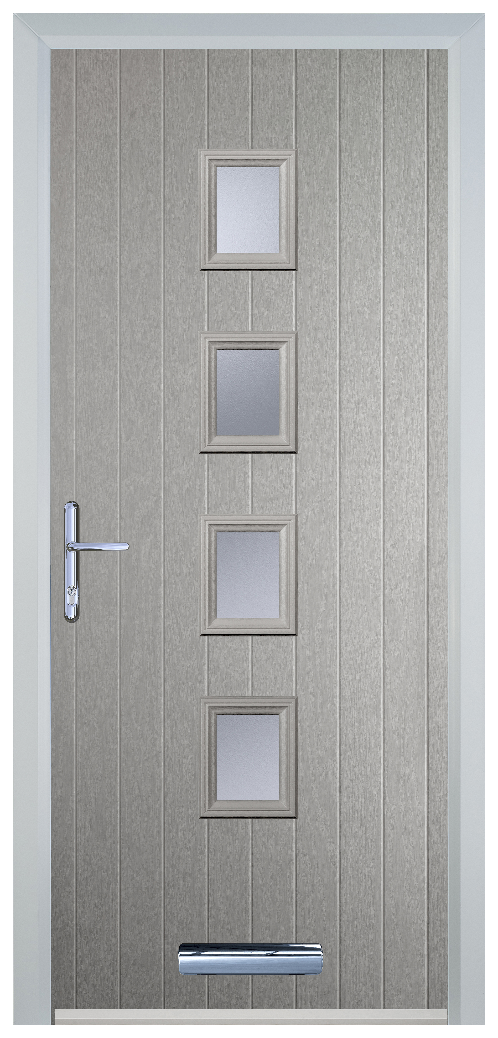 Door-Stop 4 Square Agate Grey Right Hand Composite Door with Stippolyte Glass - 2100mm