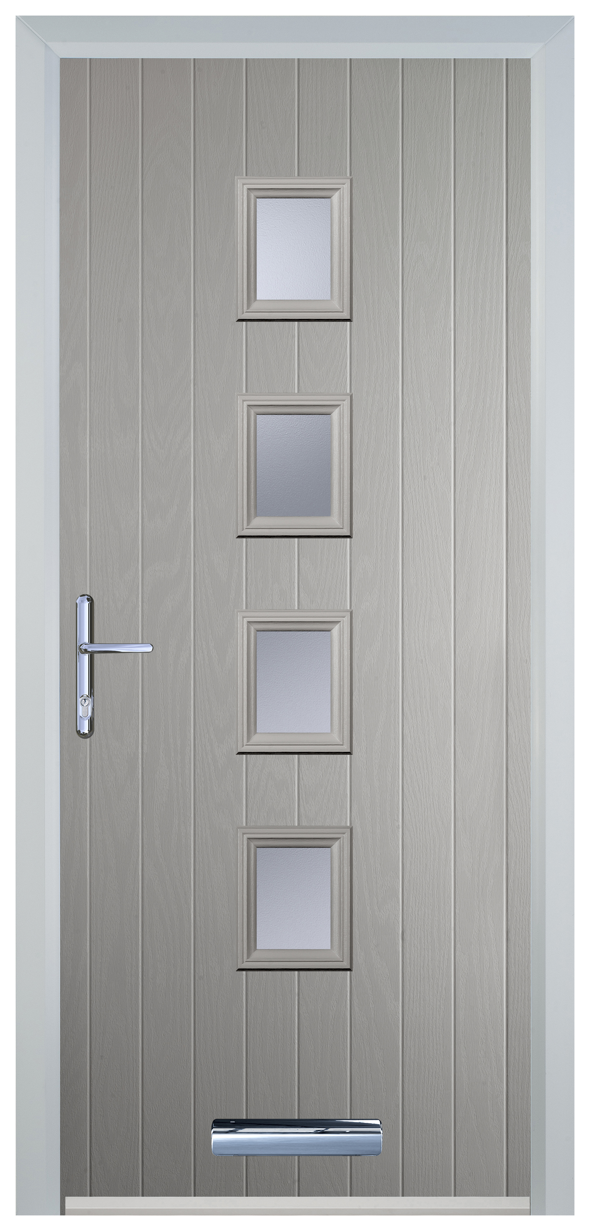 Door-Stop 4 Square Agate Grey Right Hand GRP Composite Door with Stippolyte Glass - 2100mm