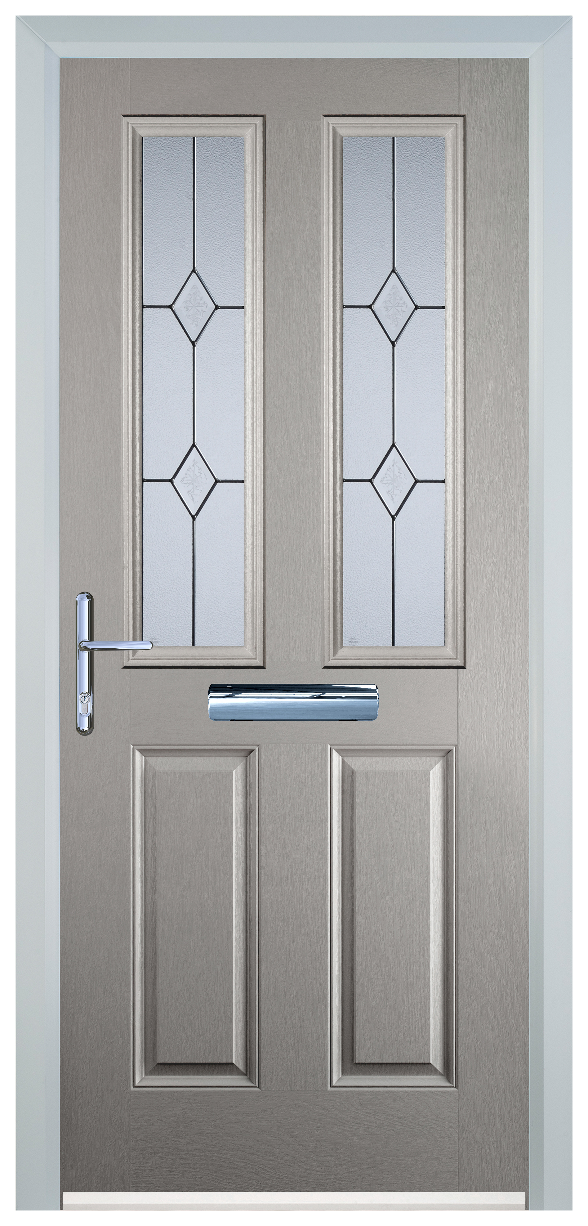 Door-Stop 2 Panel 2 Square Agate Grey Right Hand GRP Composite Door - 2100mm