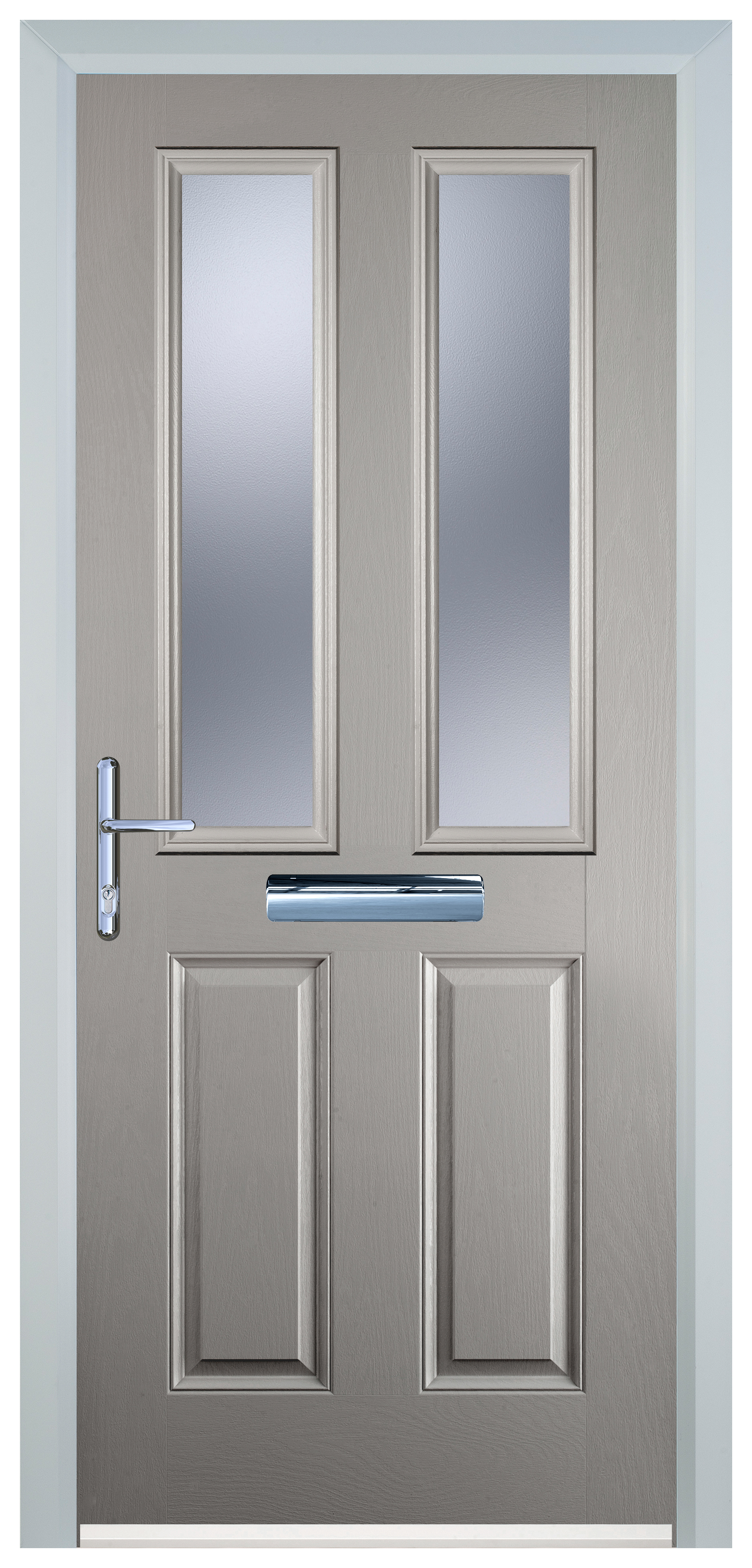 Door-Stop 2 Panel 2 Square Agate Grey Right Hand Composite Door with Stippolyte Glass - 2100mm