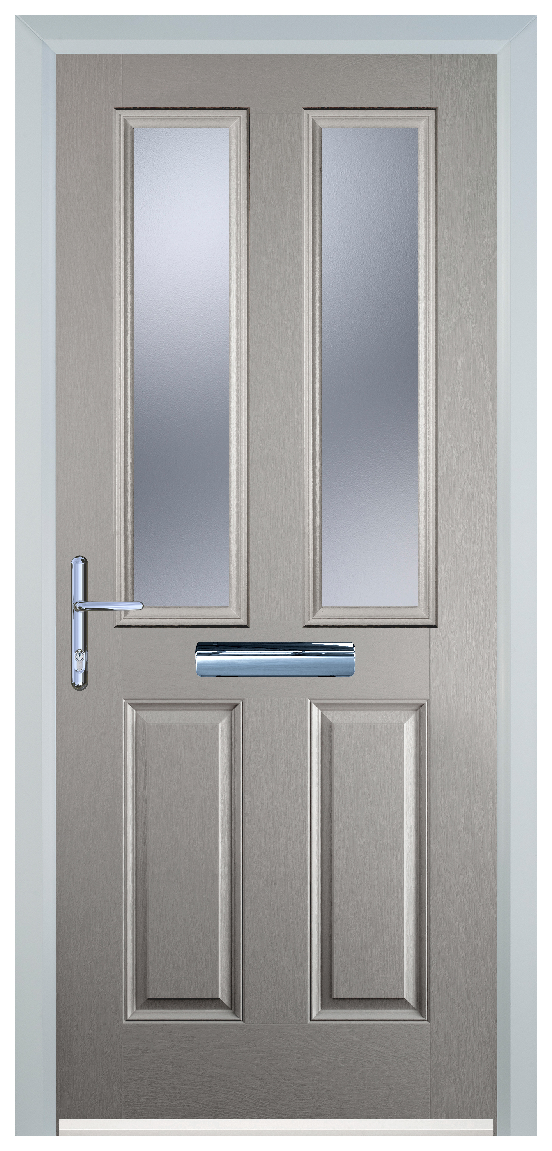 Door-Stop 2 Panel 2 Square Agate Grey Right Hand GRP Composite Door with Stippolyte Glass - 2100mm
