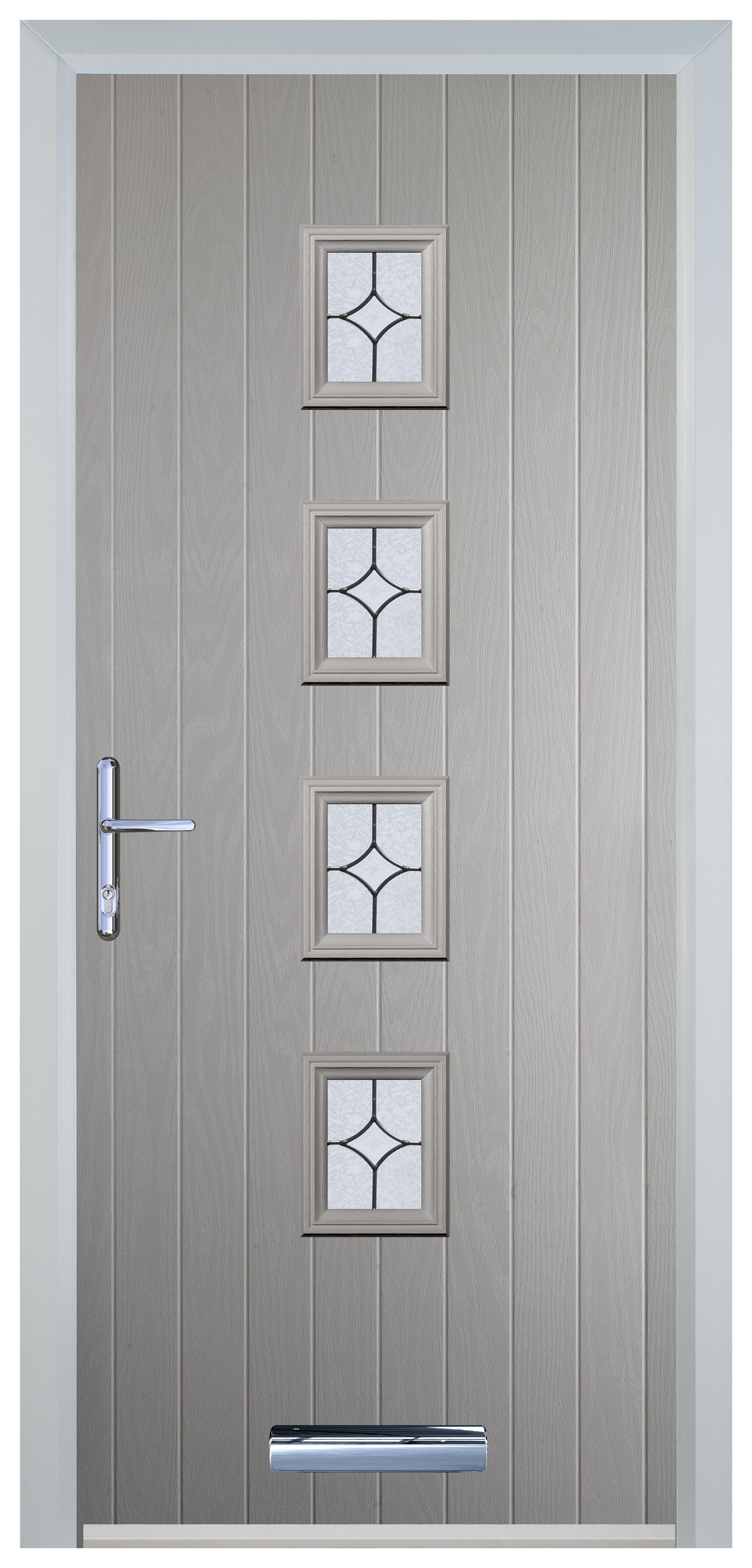 Door-Stop 4 Square Agate Grey Right Hand Composite Door with Flair Glass - 2100mm