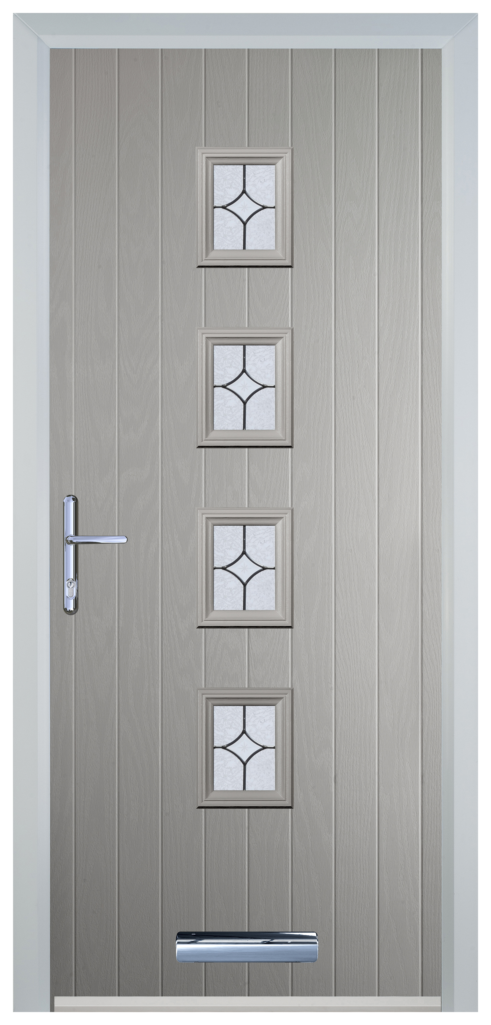 Door-Stop 4 Square Agate Grey Right Hand GRP Composite Door with Flair Glass - 2100mm