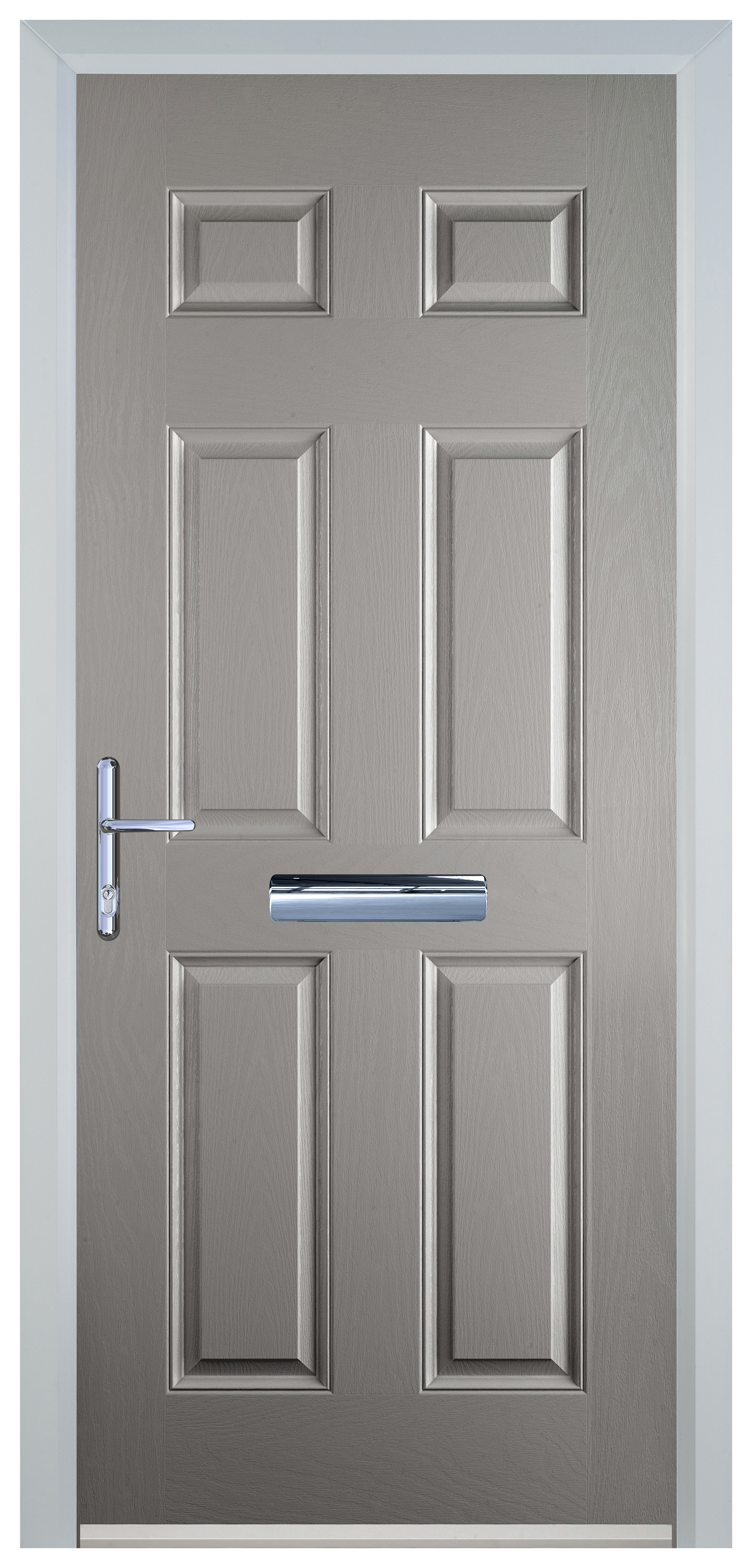 Door-Stop 6 Panel Agate Grey Right Hand GRP Composite Door - 2100mm