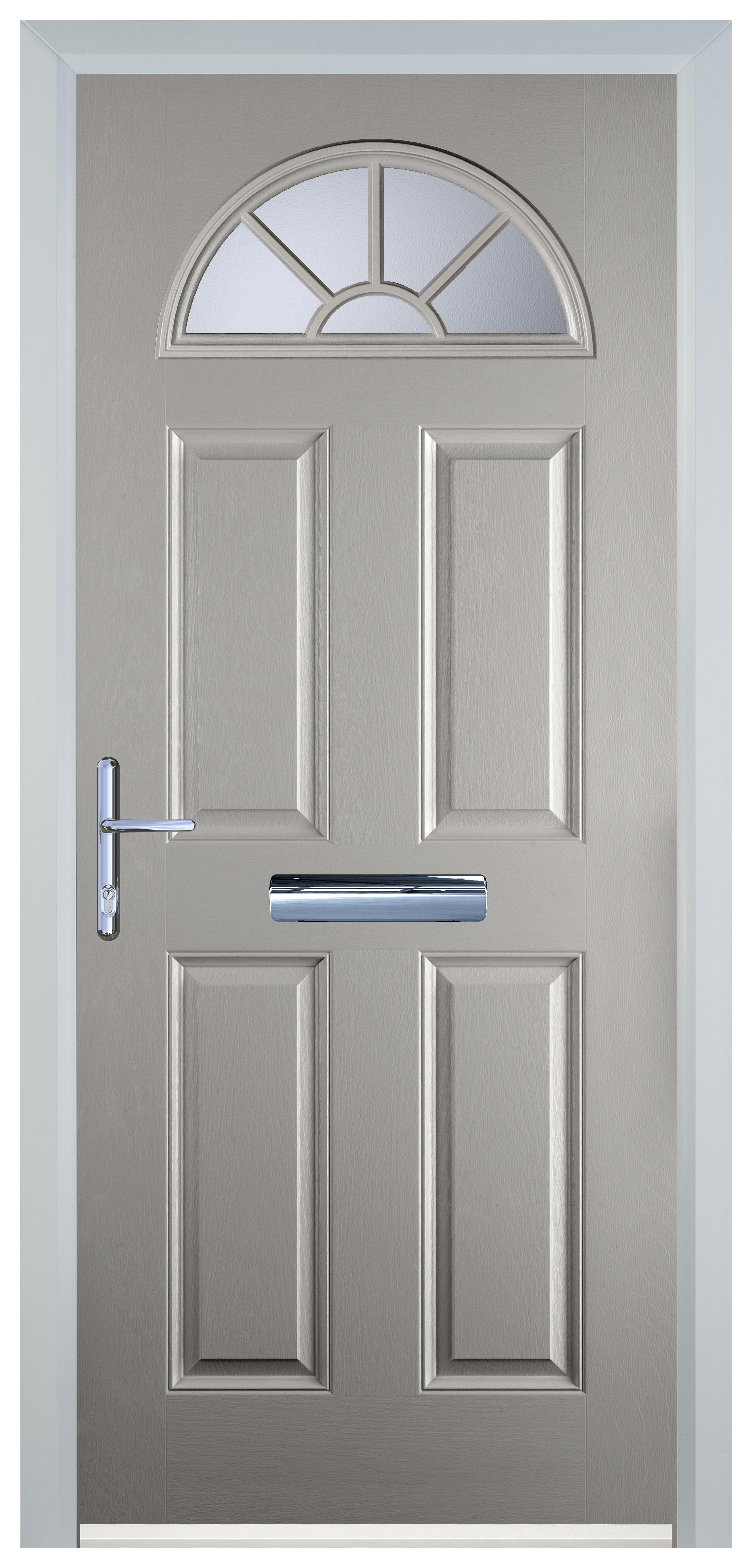 Door-Stop 4 Panel Sunburst Agate Grey Right Hand GRP Composite Door - 2100mm