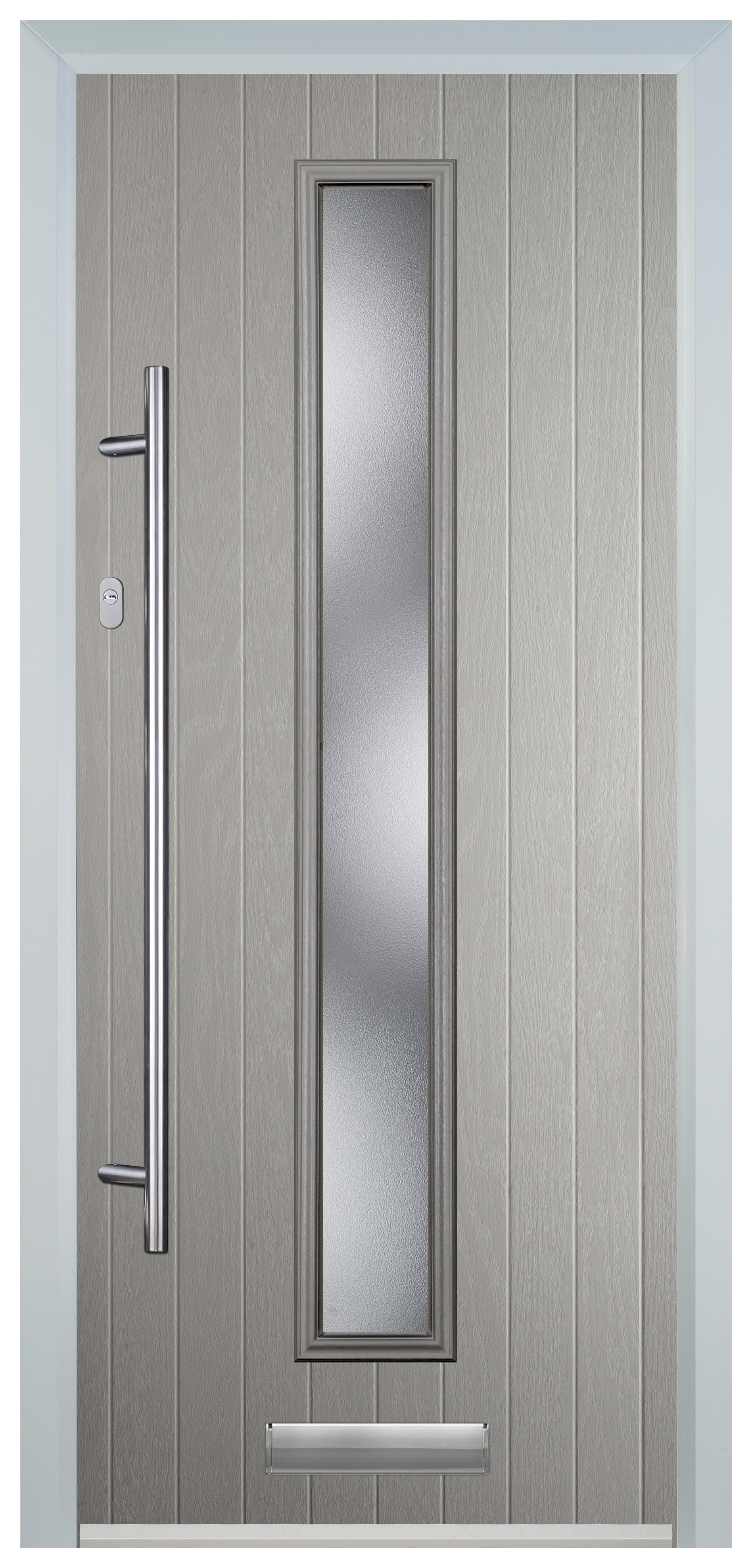 Door-Stop Cottage Agate Grey Right Hand GRP Composite Door with Long Narrow Glazing - 2100mm
