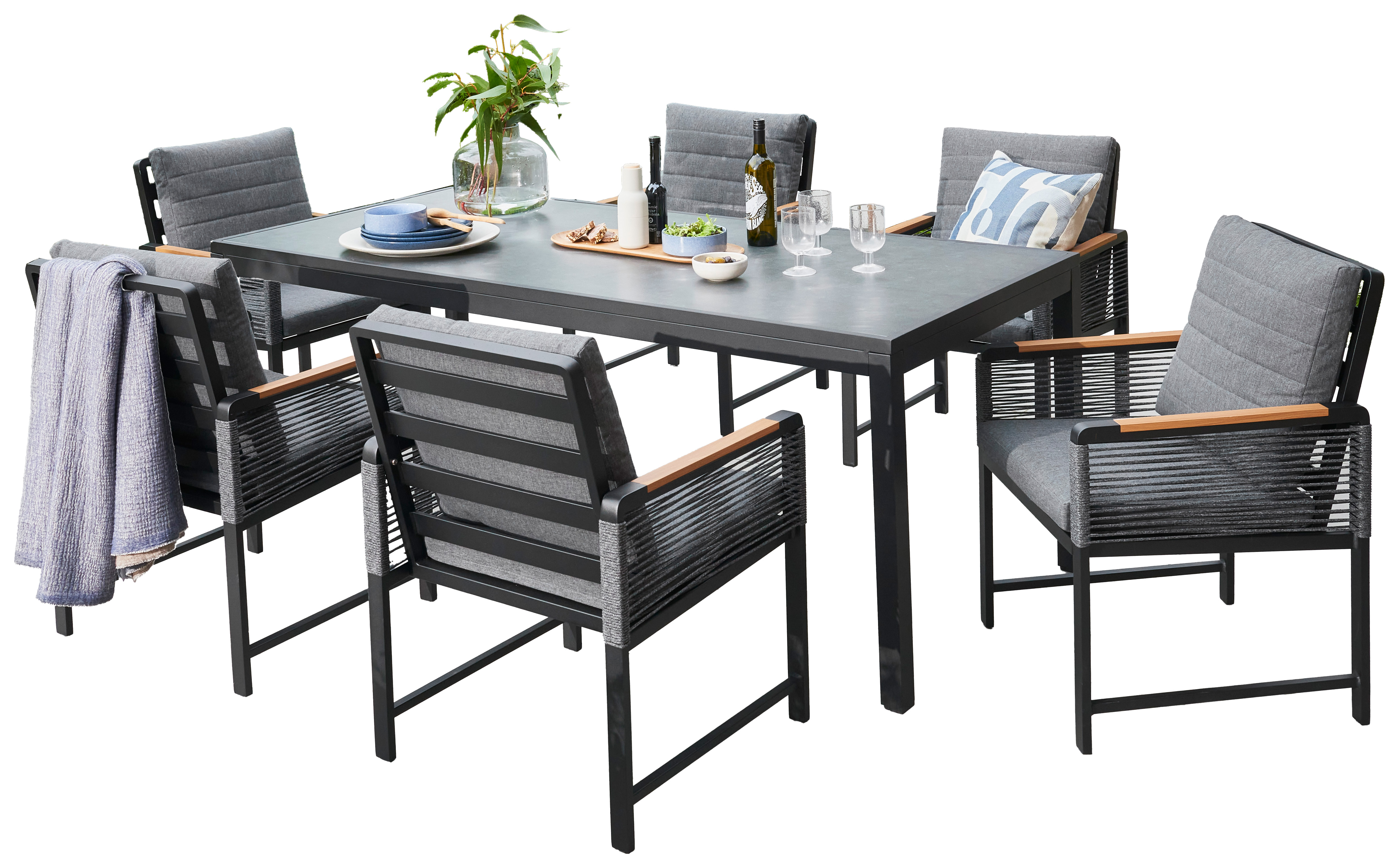 Norfolk Leisure Bellmount 6 Seater Rope Aluminium Dining Set