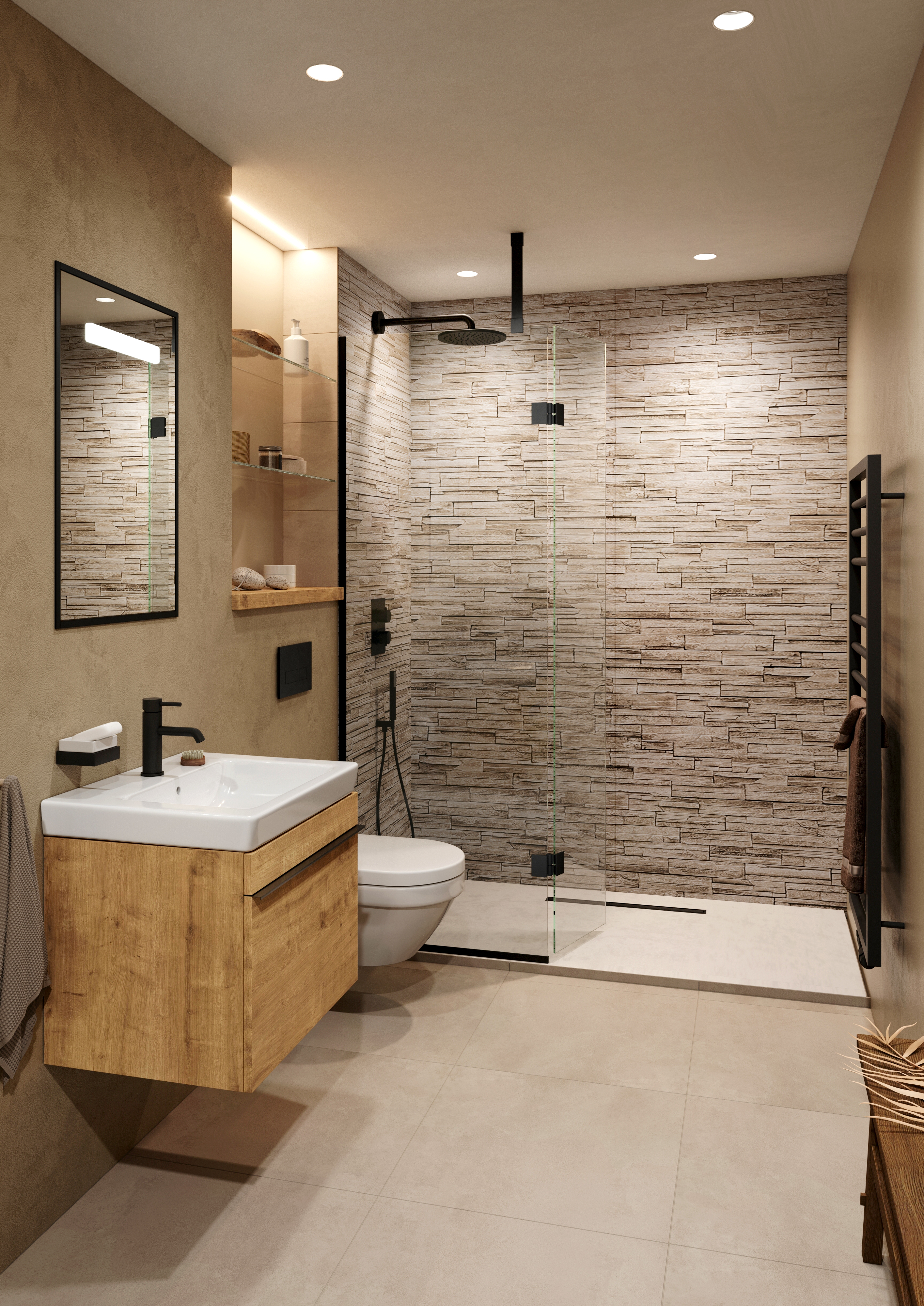 Corlea PVC Ledgestone Single Shower Panel - 2400 x 1000mm