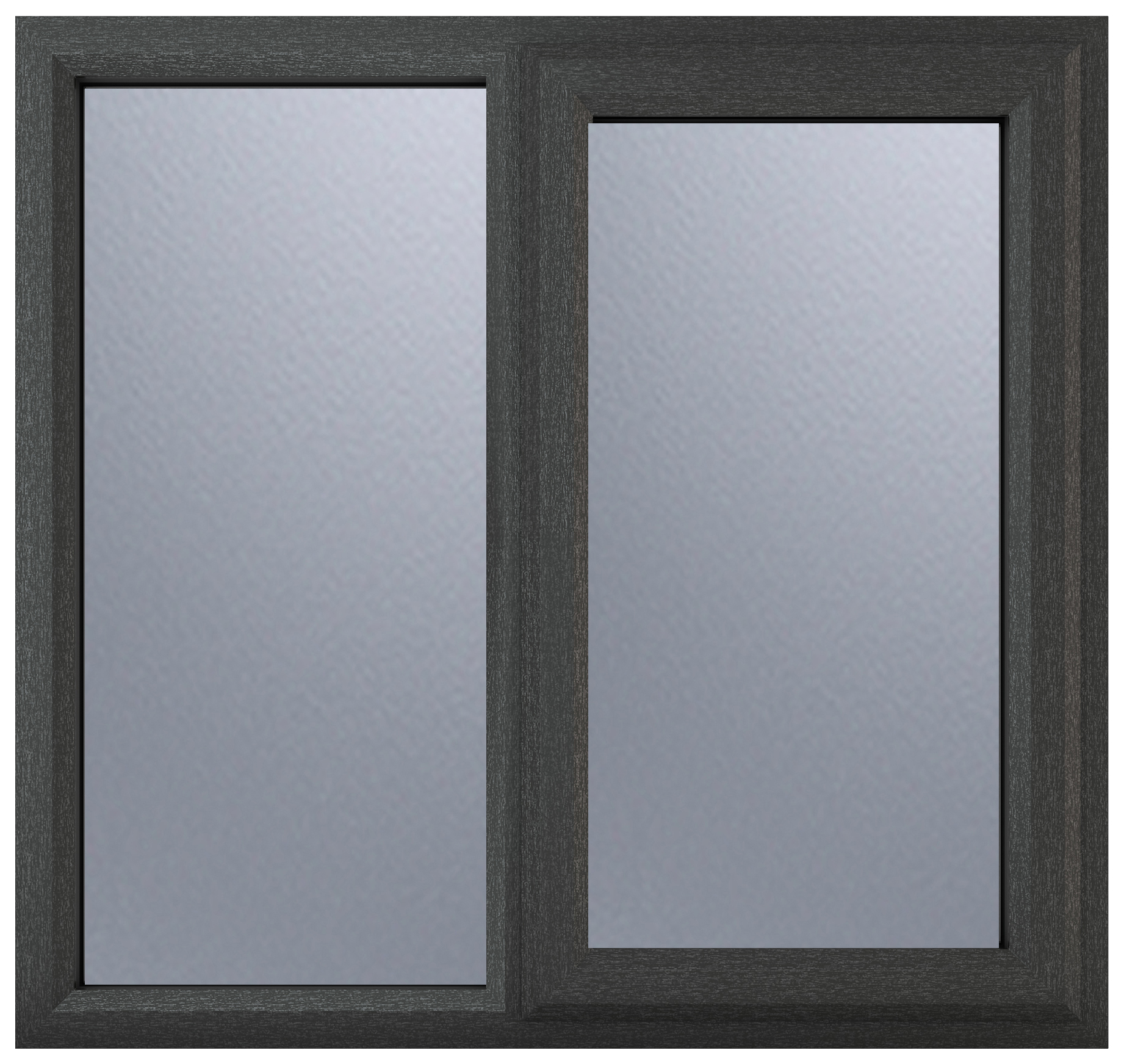 Crystal uPVC Grey Right Hung Obscure Double Glazed Fixed Light Window - 905 x 965mm