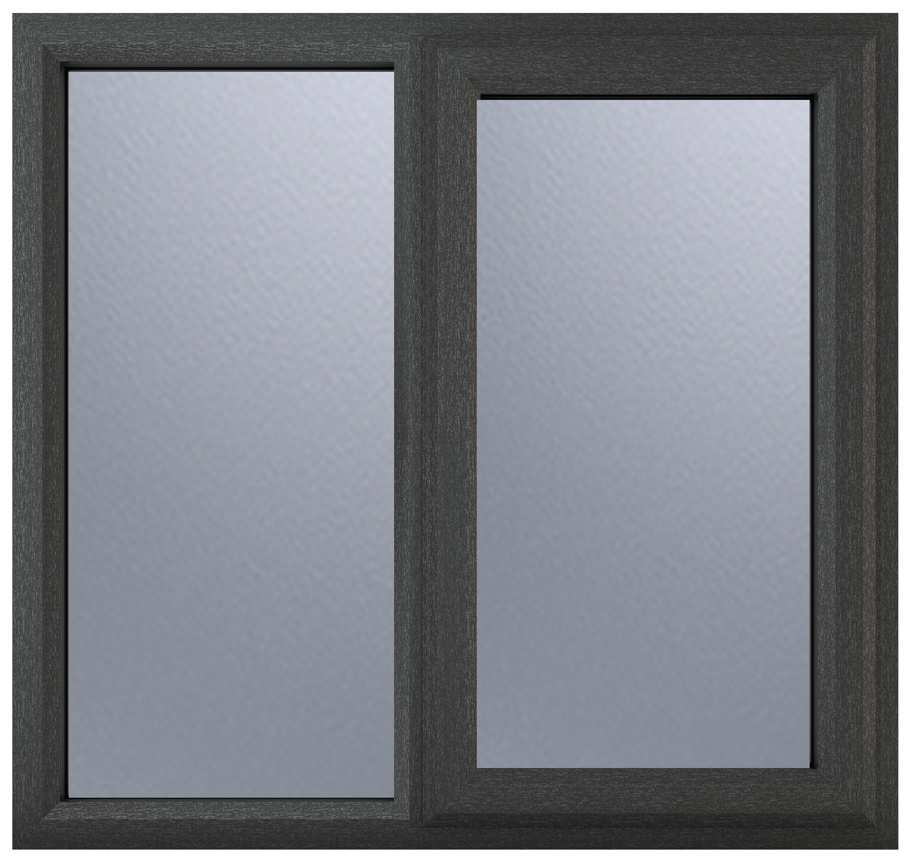 Crystal uPVC Grey Right Hung Obscure Double Glazed Fixed Light Window - 1190 x 1115mm