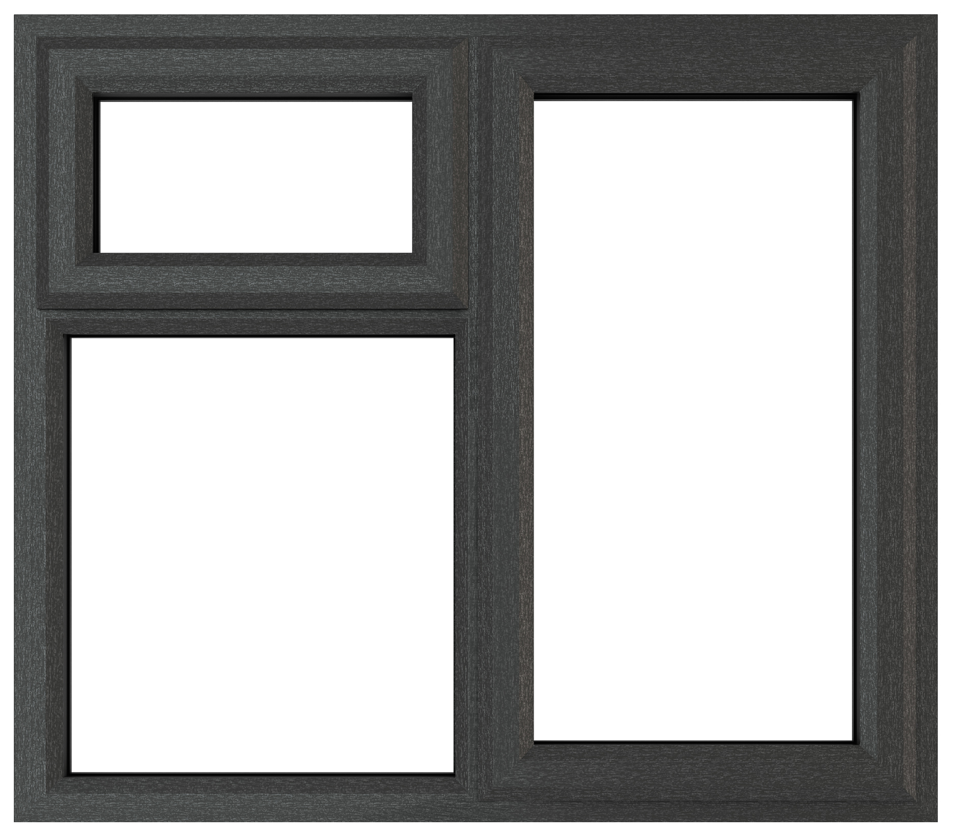 Crystal uPVC Grey Right Hung Top Opener Clear Double Glazed Fixed Light Window - 1190 x 1115mm