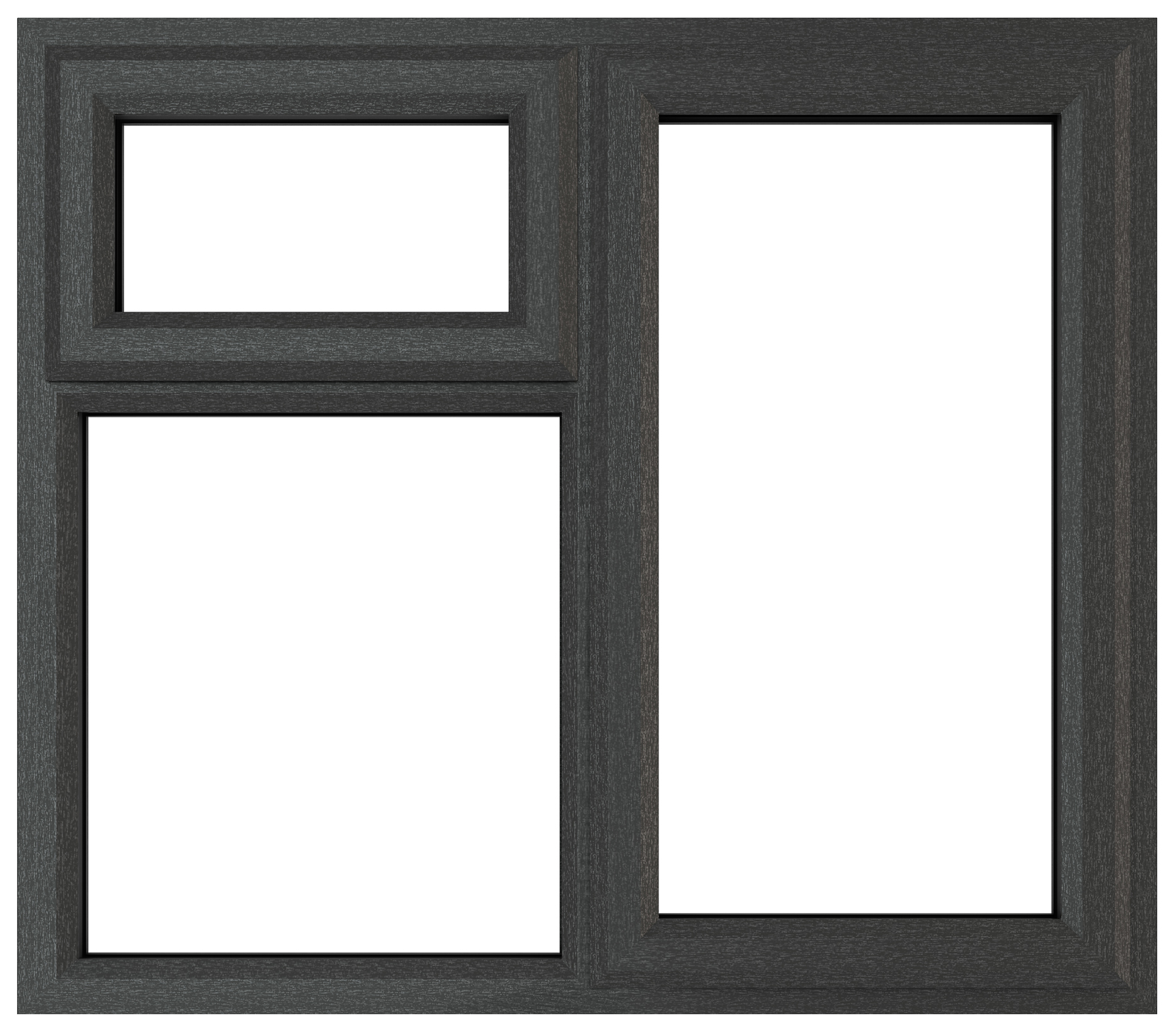 Crystal uPVC Grey Right Hung Top Opener Clear Double Glazed Fixed Light Window - 1190 x 1190mm