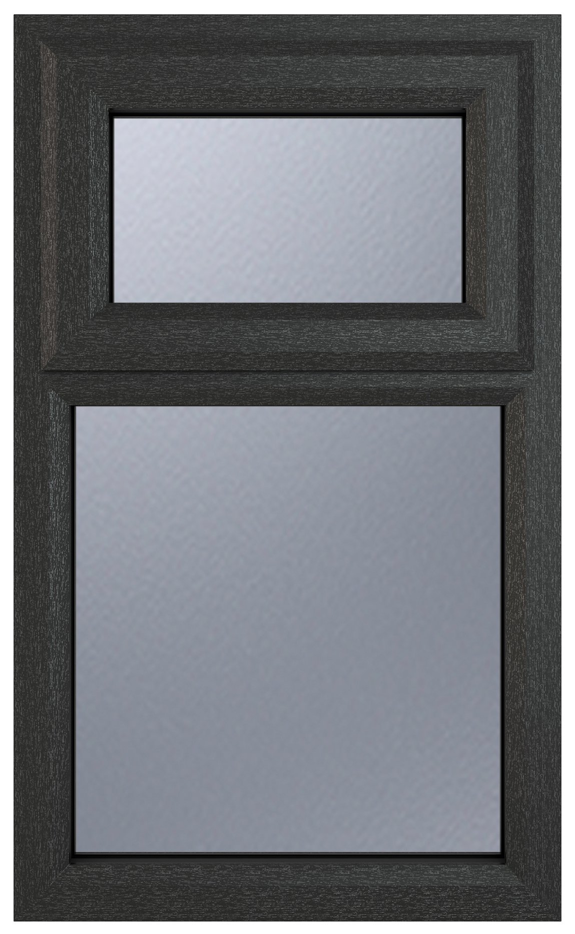 Crystal uPVC Grey Top Hung Opener Obscure Double Glazed Fixed Light Window - 610 x 1115mm