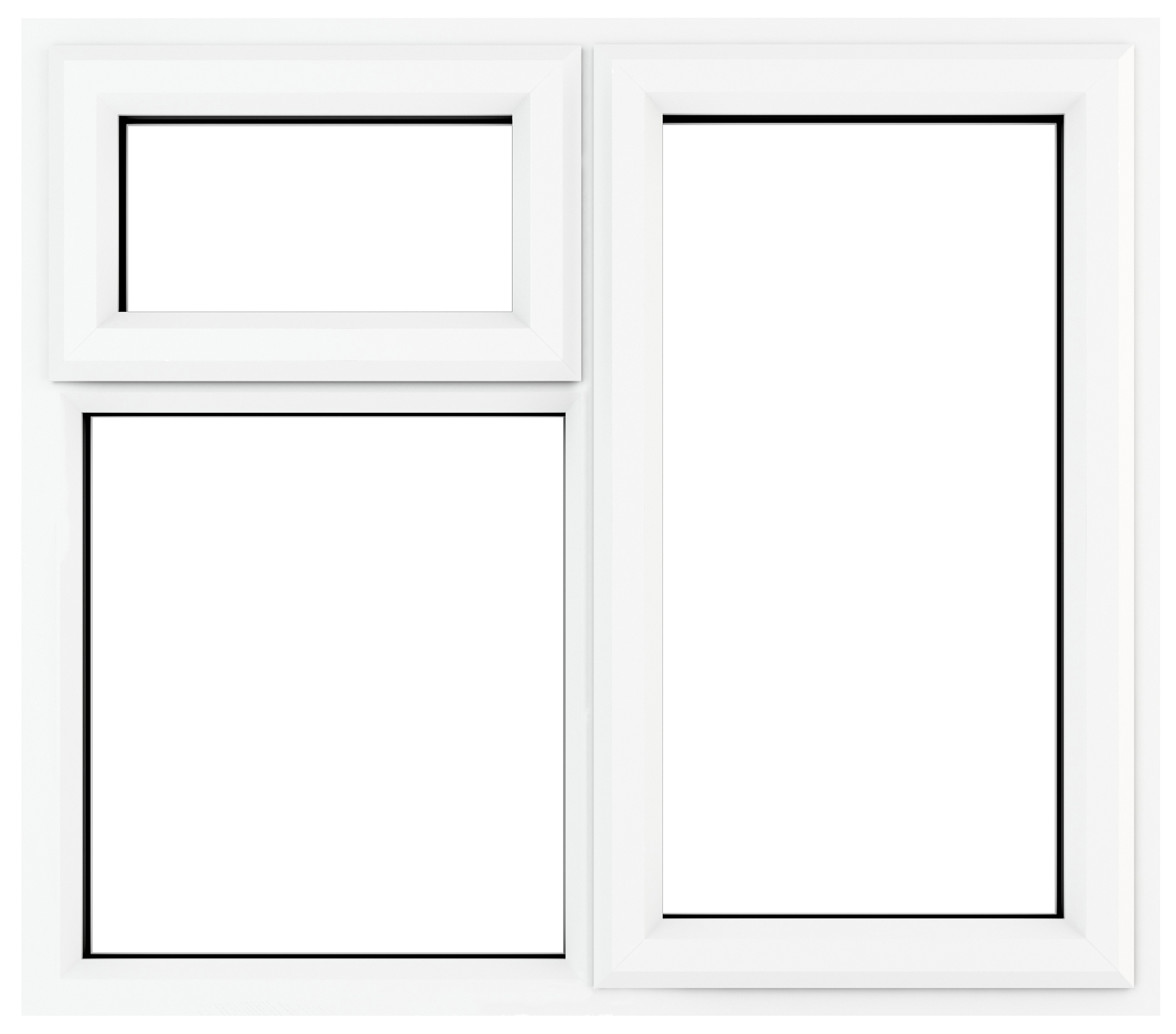 Crystal uPVC White Right Hung Top Opener Clear Triple Glazed Window - 905 x 965mm