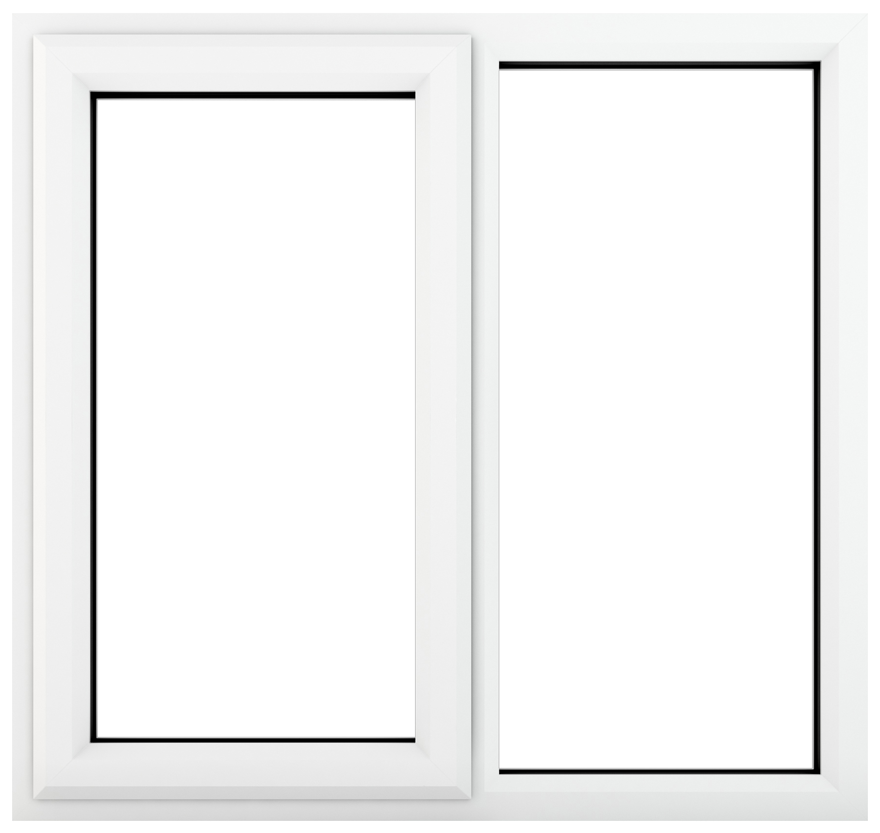 Crystal uPVC White Left Hung Clear Triple Glazed Window - 1190 x 1190mm