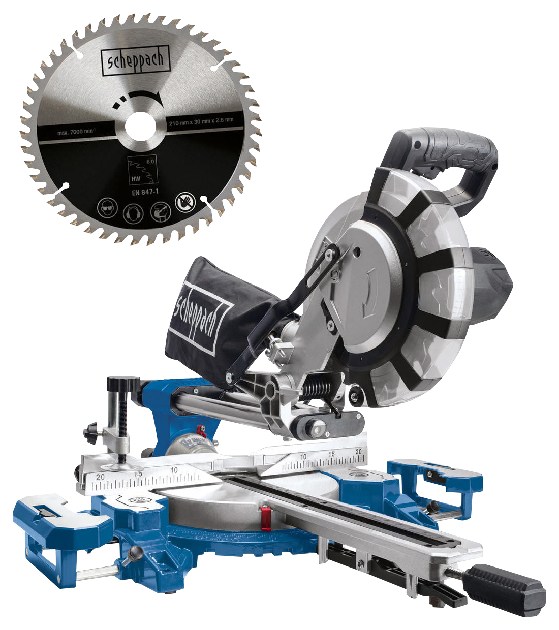 Scheppach HM254 x 254mm Corded Sliding Cross Cut Mitre Saw - 2000W