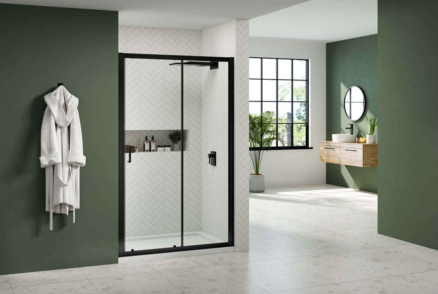 Nexa By Merlyn 6mm Framed Black Sliding Door Only - 1100mm