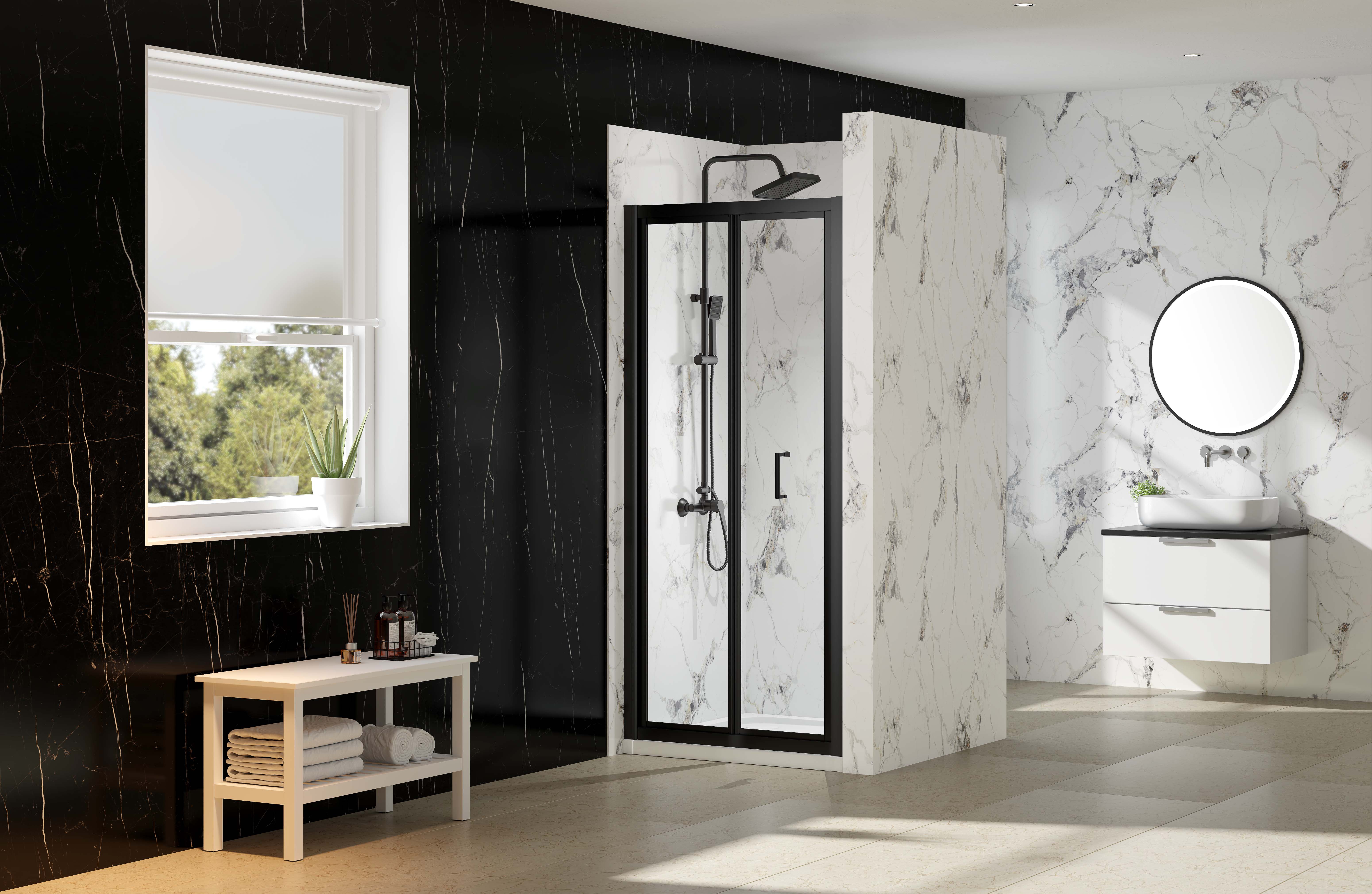 Nexa By Merlyn 6mm Framed Black Bi-Fold Shower Door Only - 900mm