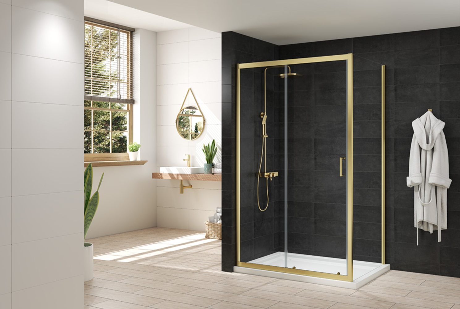 Nexa By Merlyn 6mm Framed Brushed Brass Sliding Door Only - 1200mm