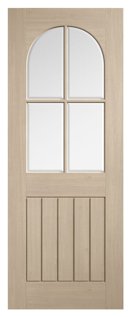 LPD Internal Mexicano Arched Square Top Clear Bevelled Glazed Pre-Finished Blonde Oak Solid Core Door - 1981mm