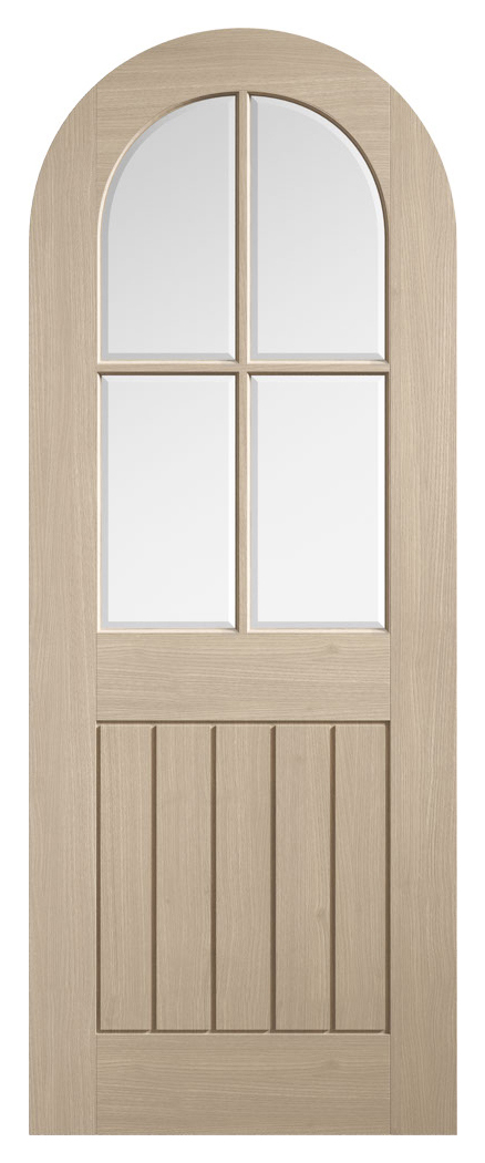 LPD Internal Mexicano Arched Clear Bevelled Glazed Pre-Finished Blonde Oak Solid Core Door - 1981mm