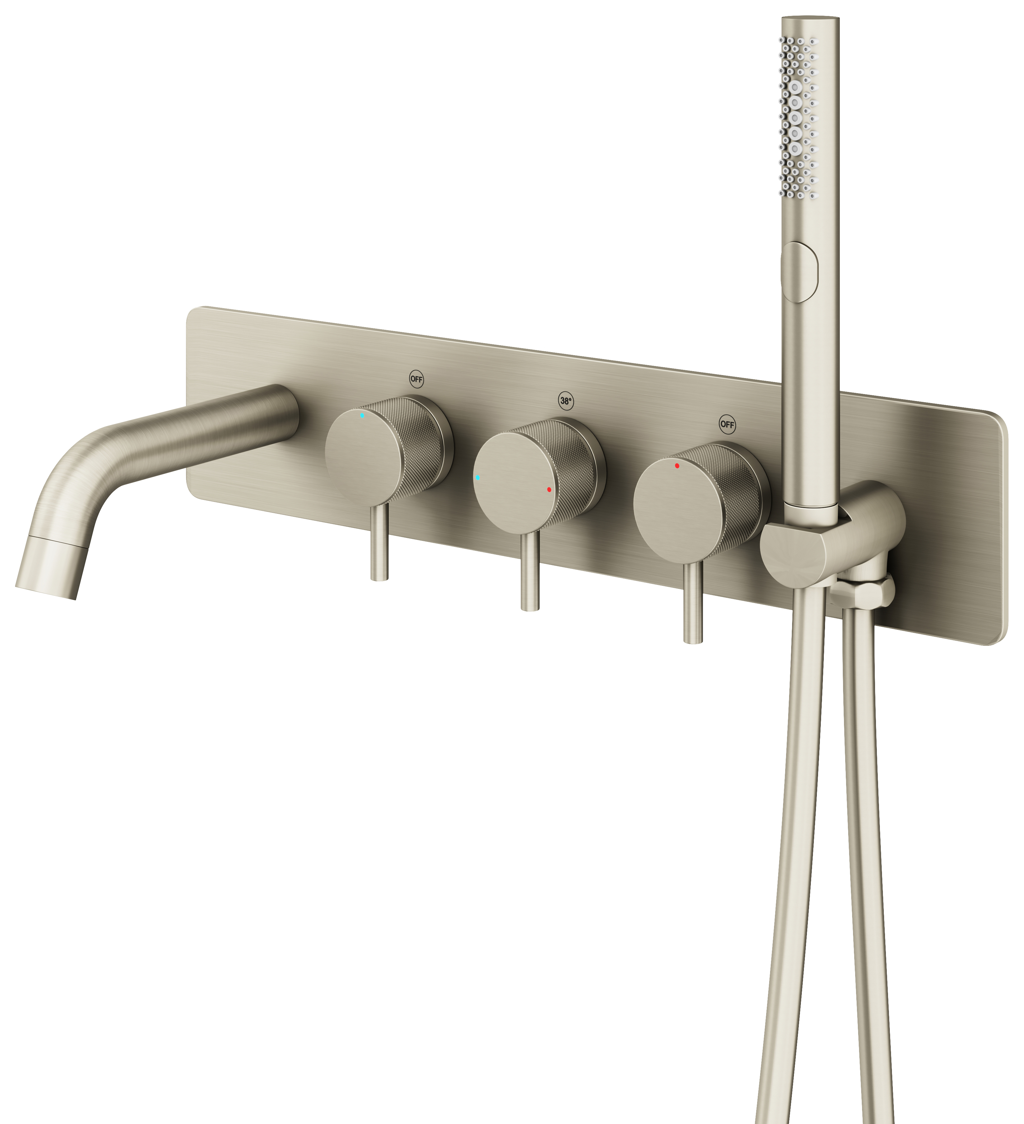 Melbury Pro Wall Mounted Concealed Bath Shower Mixer - Brushed Nickel