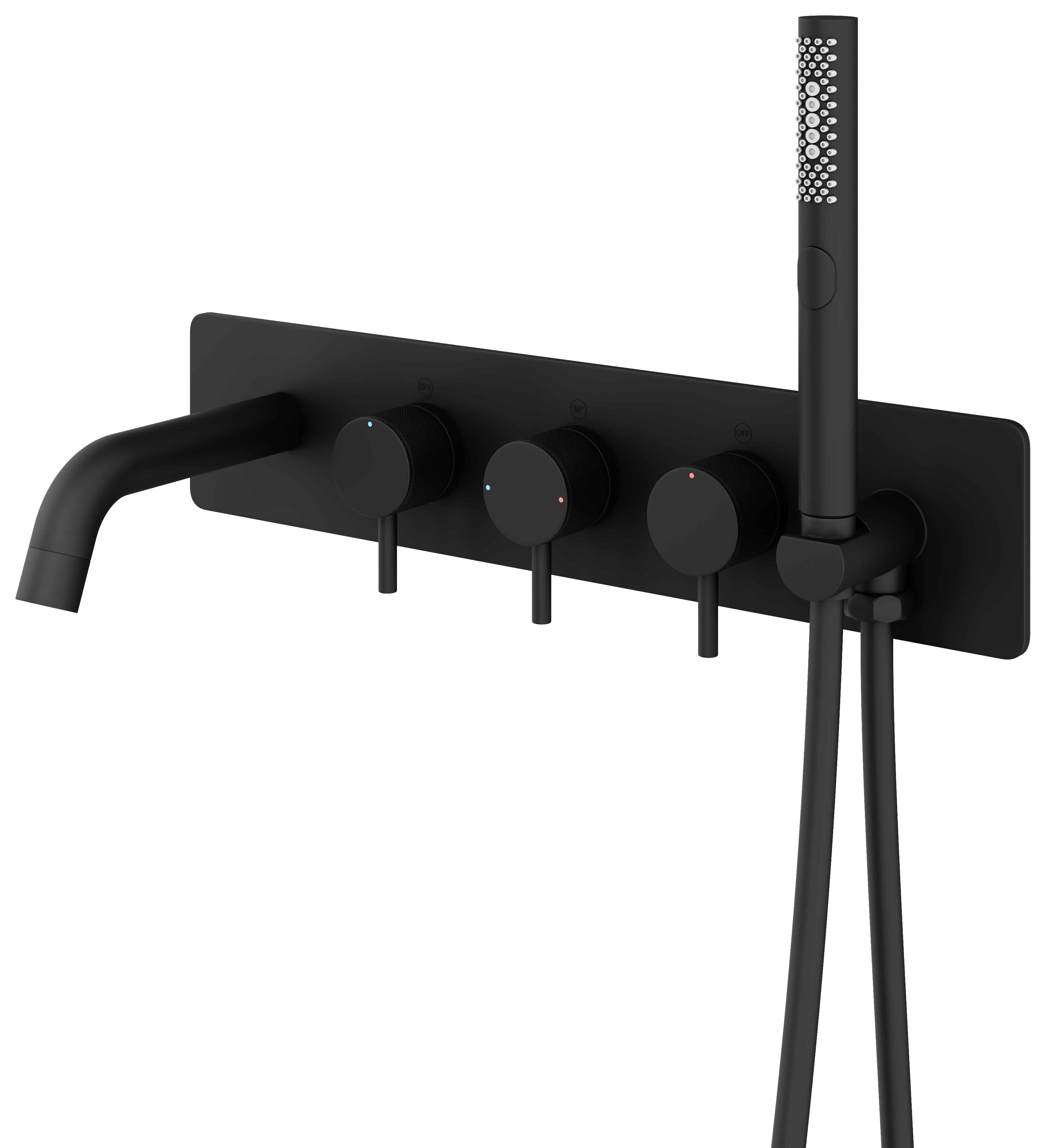 Melbury Pro Wall Mounted Concealed Bath Shower Mixer - Matt Black