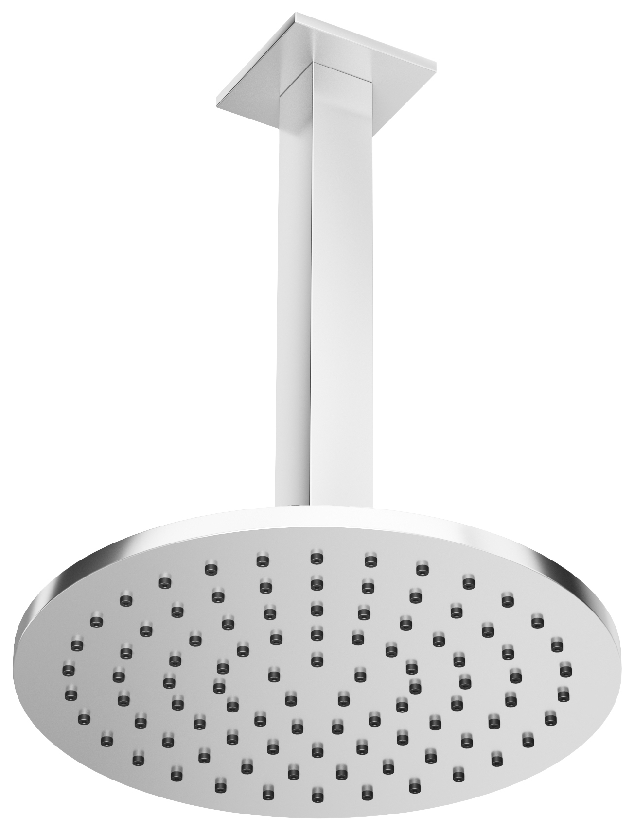 Hadleigh 250mm Ceiling Mounted Round Shower Head with Square Arm - Chrome