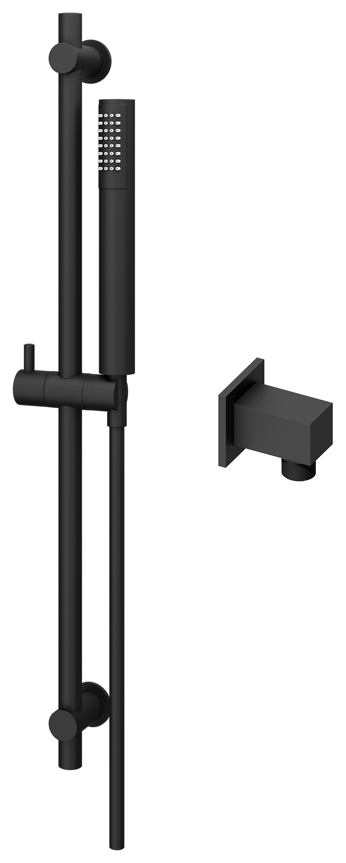 Hadleigh Shower Riser Rail, Wall Outlet, Hose & Handset Accessories Kit - Matt Black