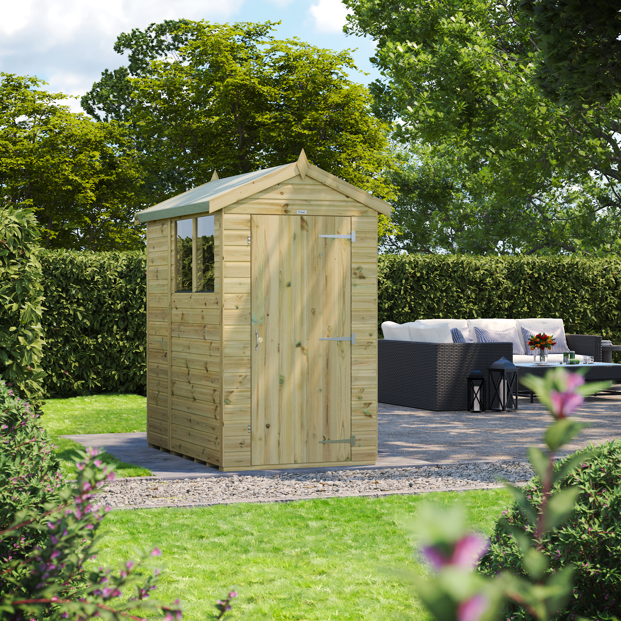 Power Sheds Premium Apex Pressure Treated Shed - 6 x 4ft