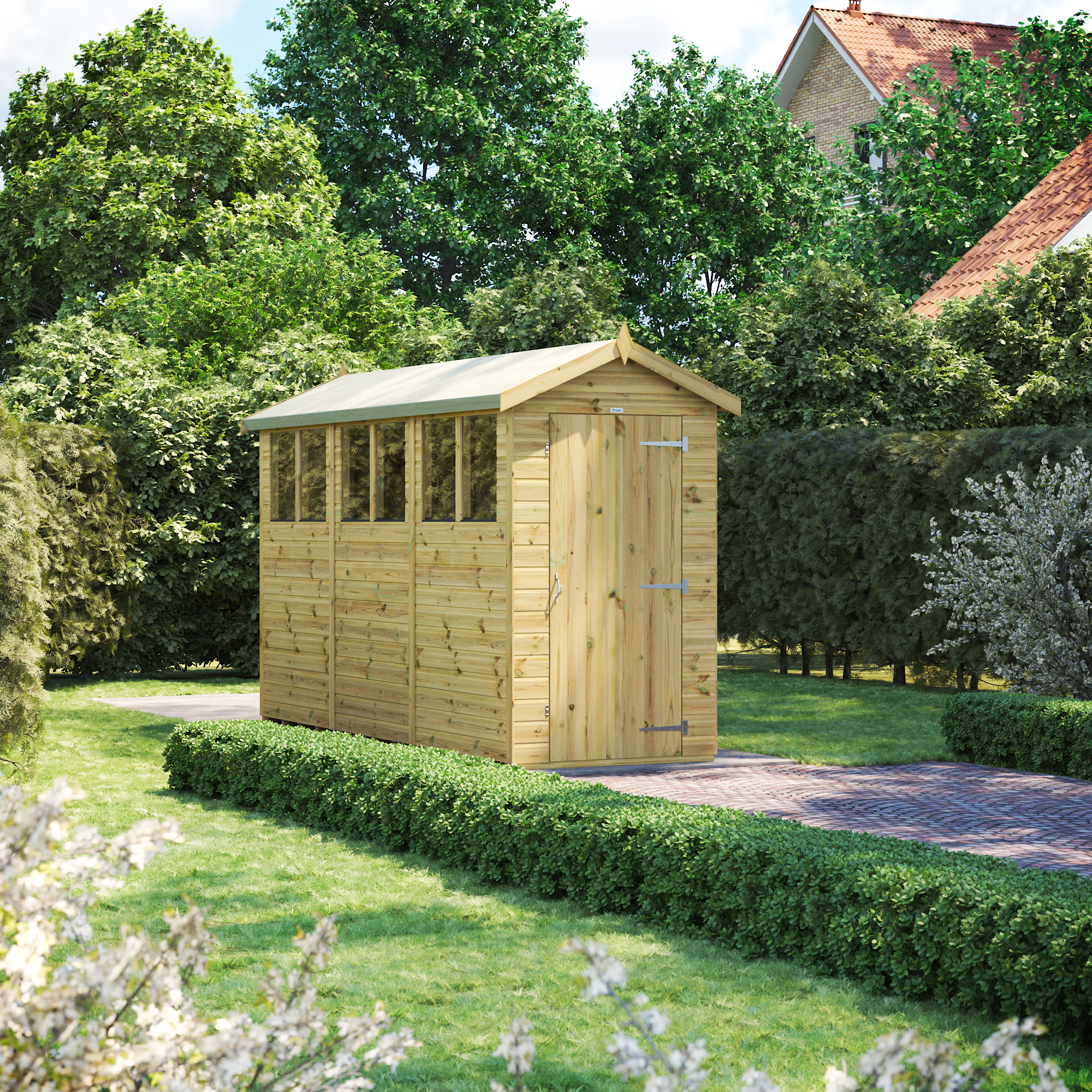 Power Sheds Premium Apex Pressure Treated Shed - 12 x 4ft